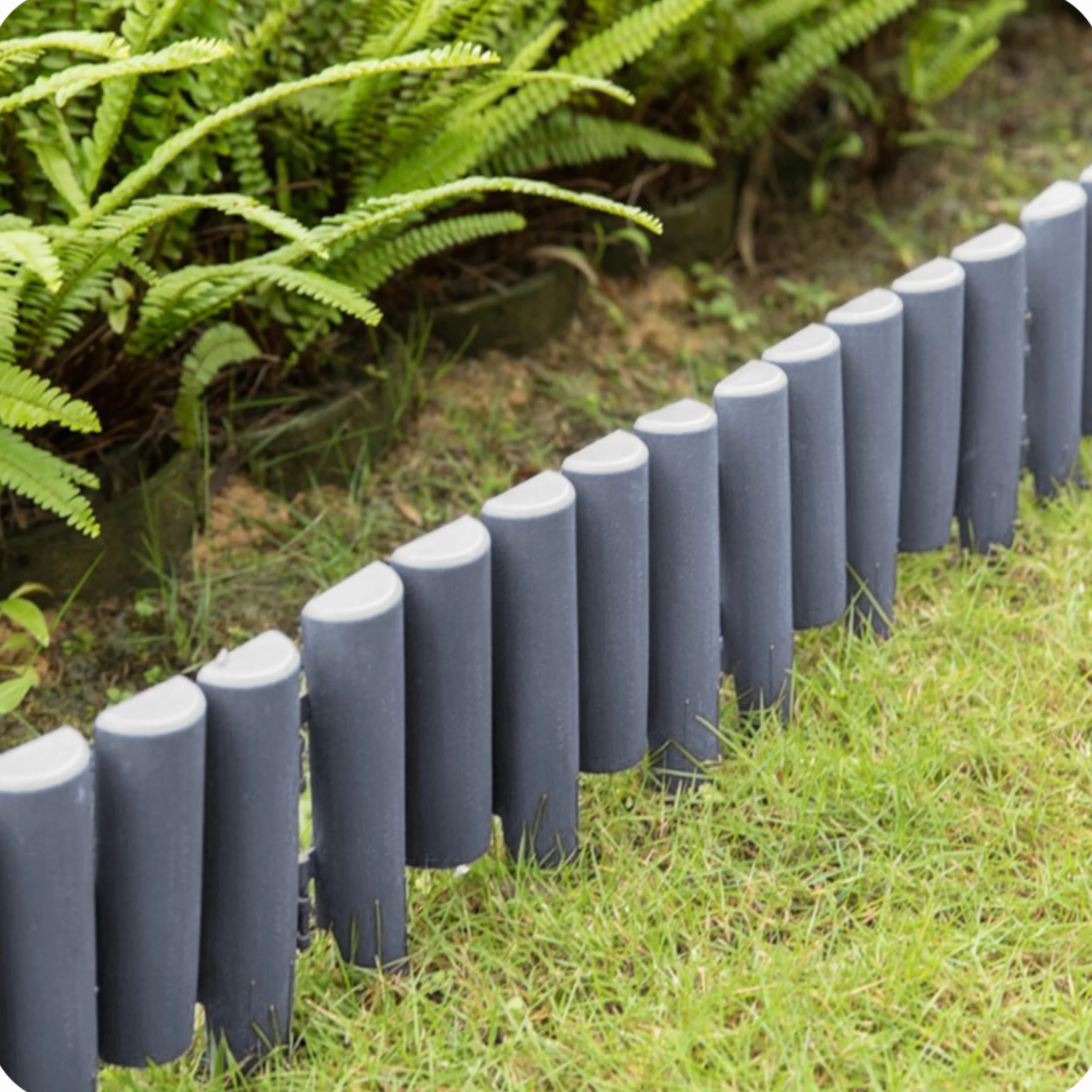 KRUMAD Plastikowe obrzeże trawnika, obrzeże rabaty ogrodowej, elastyczna obwódka rabaty, odporna na warunki atmosferyczne, UV i mróz, łatwy montaż, 280 cm (Szary)