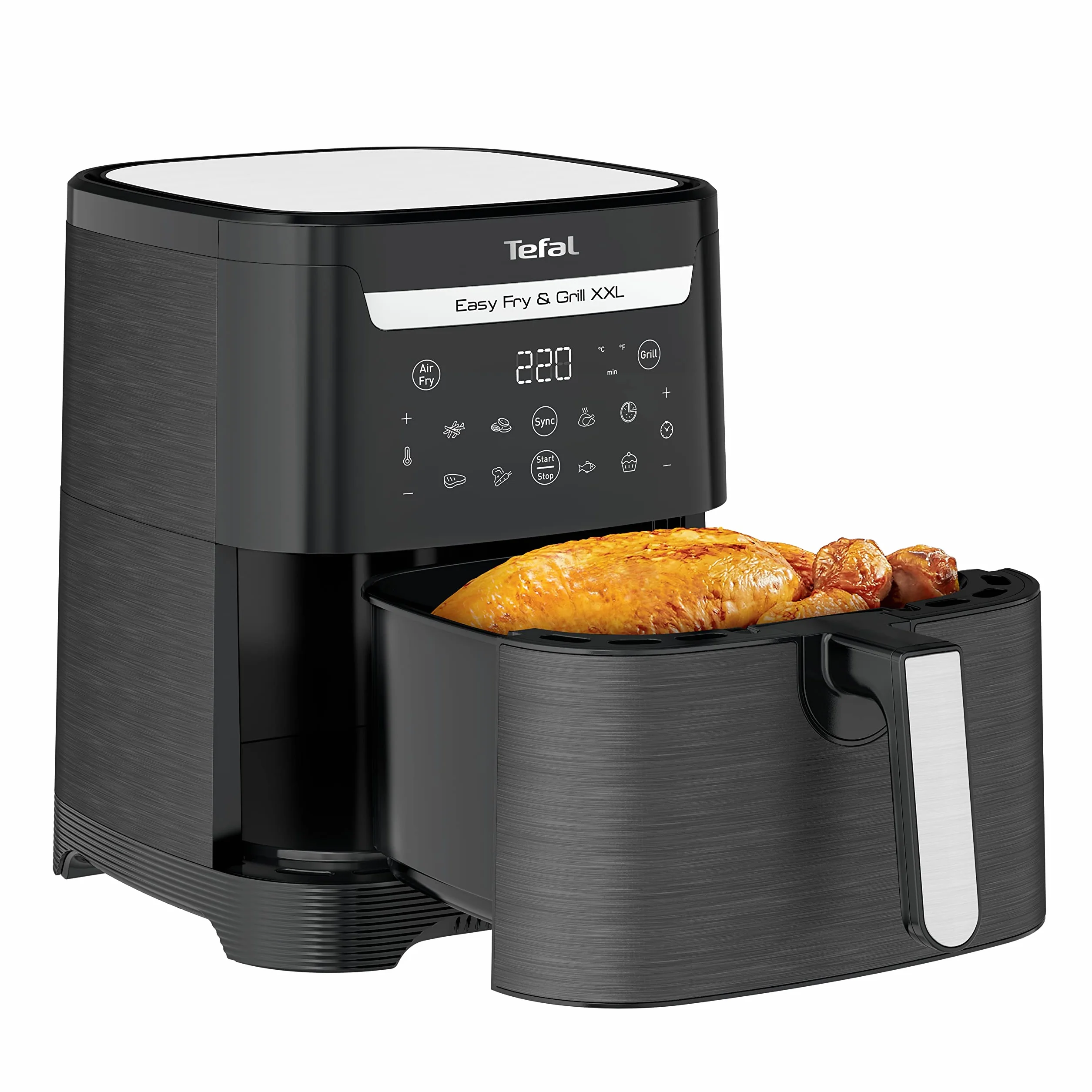 TEFAL EY8018 Easy Fry&Grill XXL Frytkownica beztłuszczowa/ grill 2w1, 6,5l pojemności, wkładka flexcook 2 dania jednocześnie, smażenie bez oleju, 70% oszczędności energii, 8 programów, 8 osób, czarna