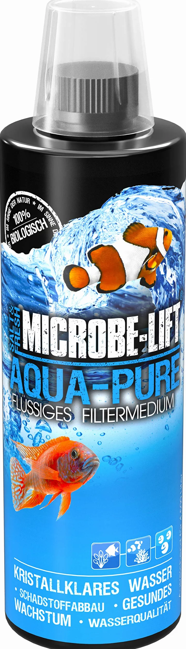 Microbe-Lift® - Aqua Pure | Płynny środek zapobiegający zakłóceniom dla krystalicznie czystej wody | 100% naturalny z bakteriami | Do wszystkich akwariów | Zawartość: 473ml