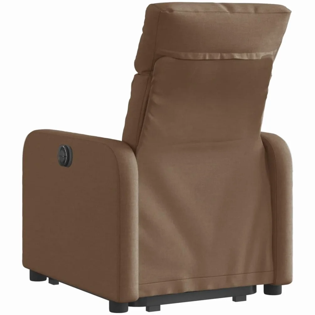 Fotel relaksacyjny z funkcją wspomagania wstawania, brązowy, tapicerka, ergonomiczna regulacja, z podnóżkiem i podłokietnikiem, do salonu, sypialni, biura, relaksu podczas czytania i