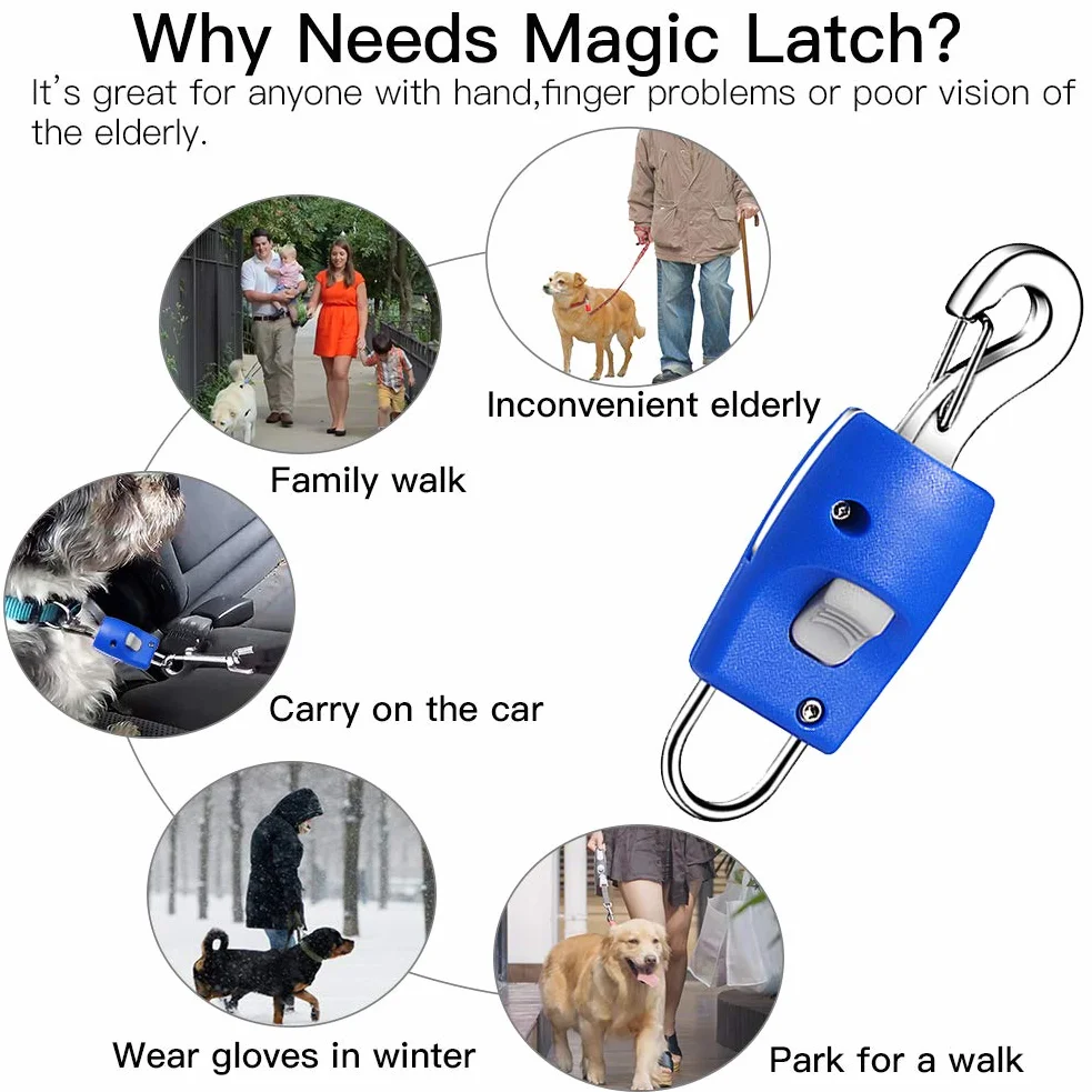 Magic Latch One-Touch-Release Łącznik smyczy dla psa magnetyczny automatyczny