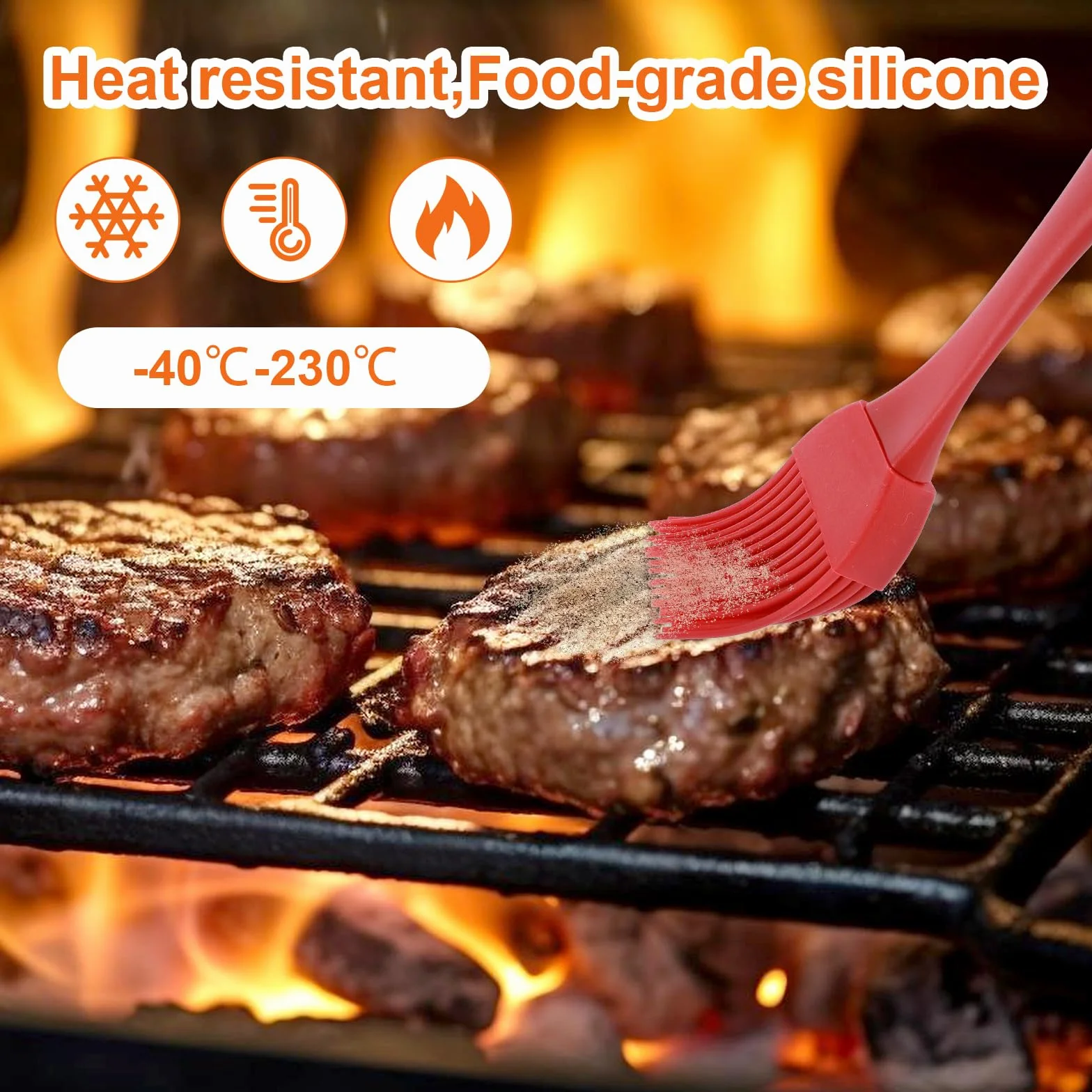 COMNICO Silikonowa szczotka do pieczenia ciasta, odporna na ciepło, grill, olej, masło, warzywa, masło, sos, marynaty, gumowa szczotka do gotowania, grillowania, pieczenia, rozprowadzania przyborów