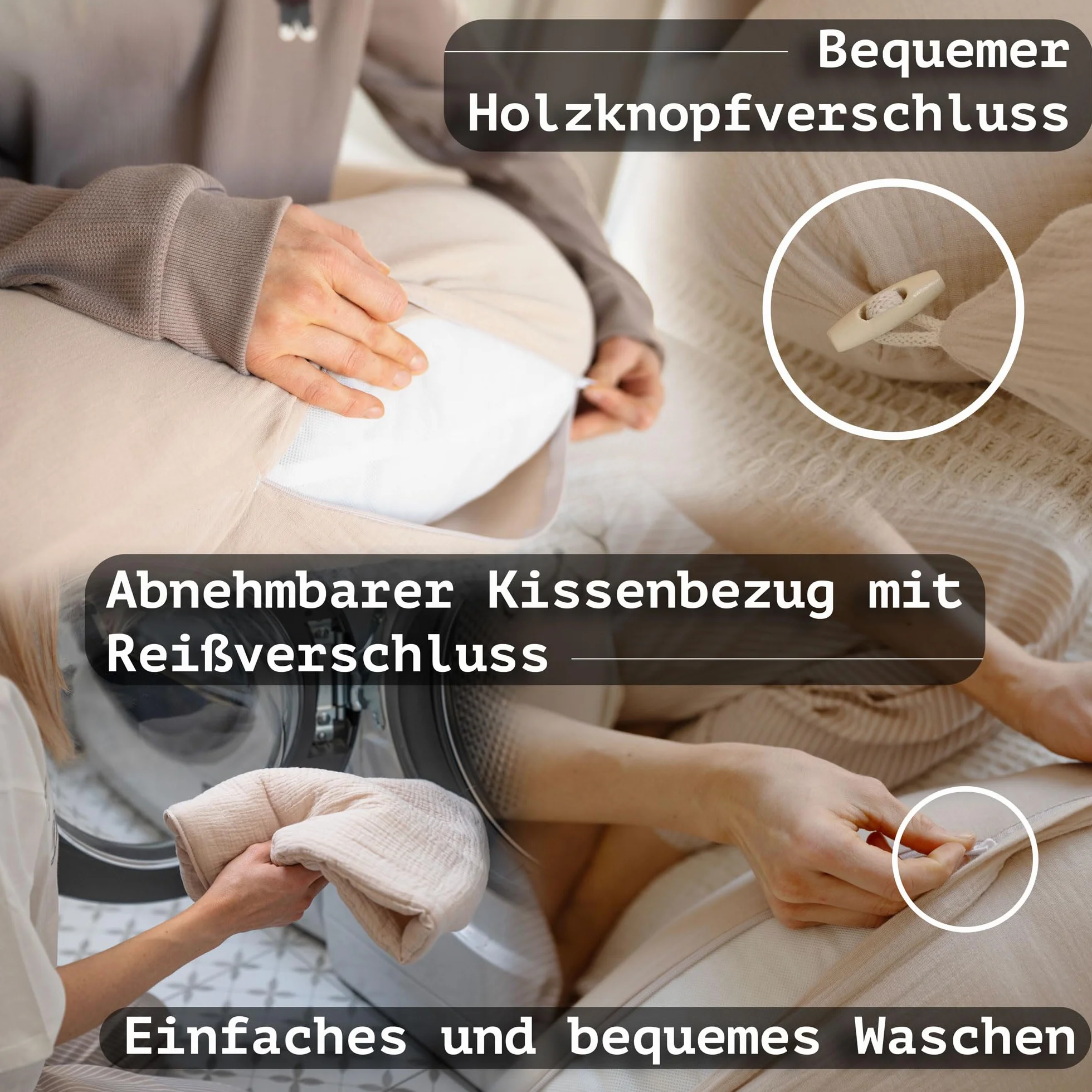 PaLulli® Ergonomiczna poduszka do karmienia XXL 190 x 30 cm, z poszewką z bawełny bio-muślinowej – idealna poduszka dla kobiet w ciąży i do spania na boku, komfort i wsparcie dla dorosłych i matek