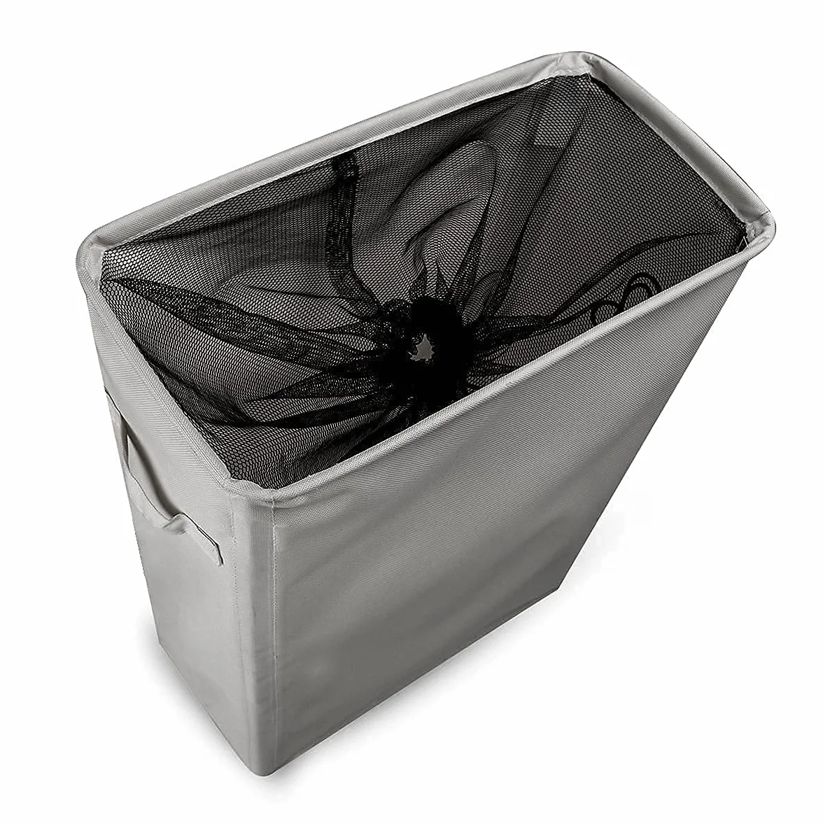 WOWLIVE Smukły kosz na pranie, małe pudełka na pranie, składany kosz na pranie, wodoodporny worek na pranie, smukły sortownik do prania z kółkami - 44 L, szary