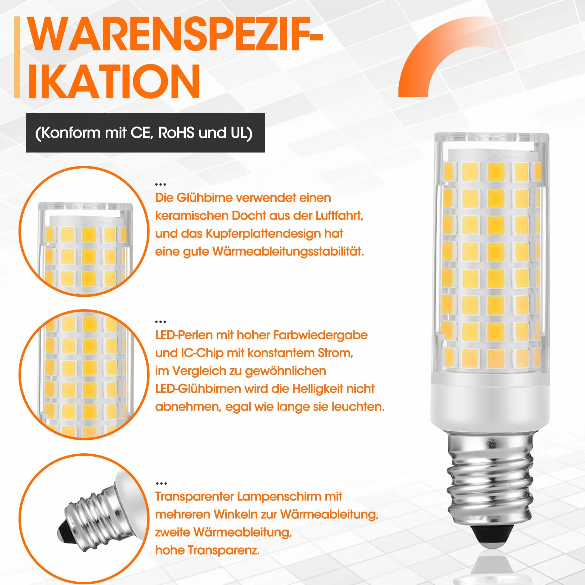 E12 żarówka LED 5 W-50 W E12, odpowiednik żarówki halogenowej AC220 V-240 V do lodówki, okapu kuchennego, maszyny do szycia, lamp stołowych, lamp wiszących, kinkietów, lamp sufitowych, nieznana