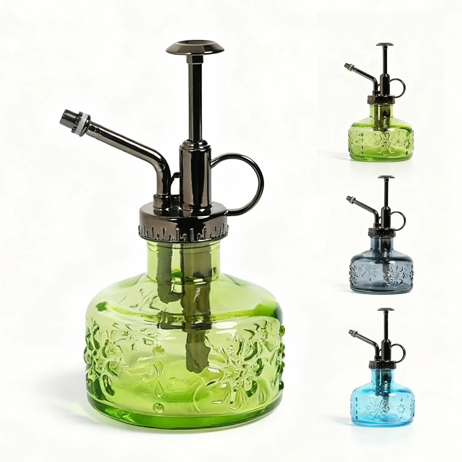 Bamworld Konewka do Roślin Bamworld, 180ml Szklany Sprayer, Wintage Zielona Konewka do Roślin Wewnętrznych, Sukulentów i Kwiatów