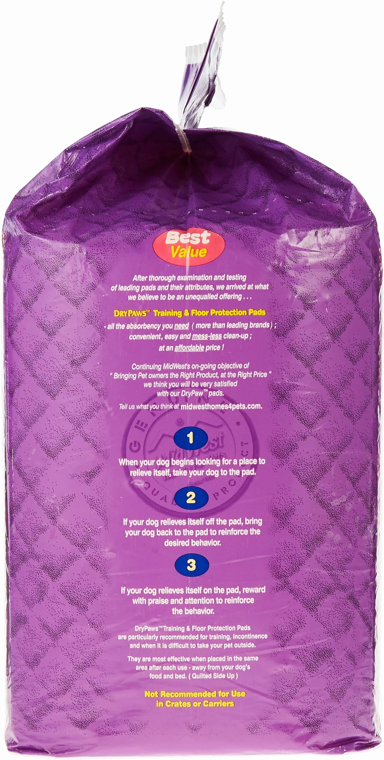 Midwest Homes For Pets Dry Paws Wodoodporny Podkład dla Zwierząt, Biały/Różowy, 58 x 61 cm/100 Sztuk