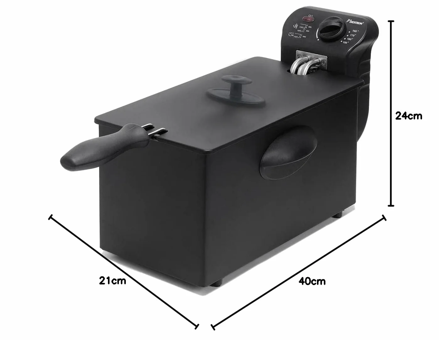 Bestron AF357B frytkownica olejowa z technologią zimnej strefy, 3,5 l, 2000 W, kolor: czarny