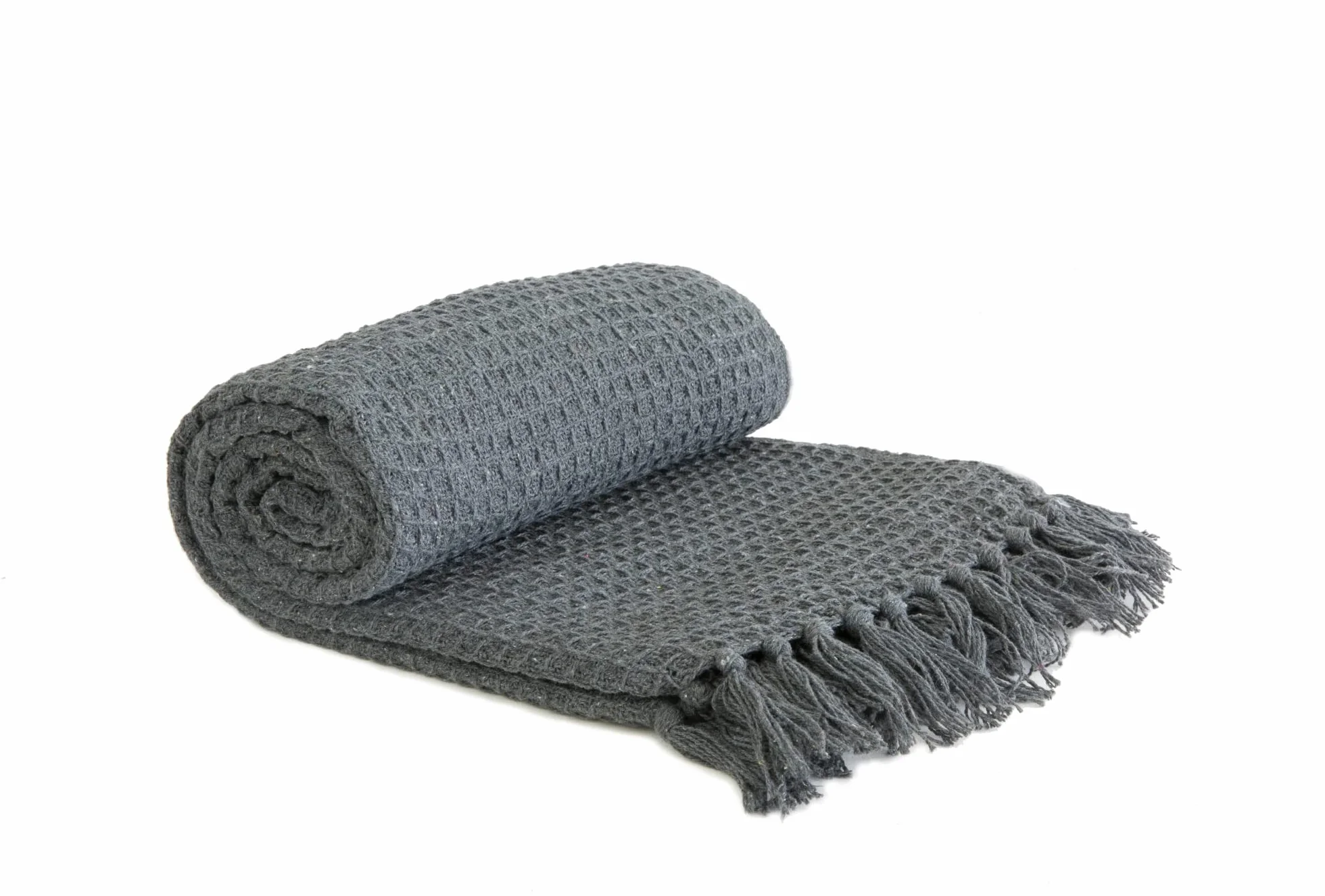 Emma Barclay Koc o strukturze plastra miodu, bawełna z recyklingu, jednokolorowy, teksturowany, na krzesło, sofa, narzuta na sofę, w kolorze antracytowym - 50 x 60 (127 x 152 cm)