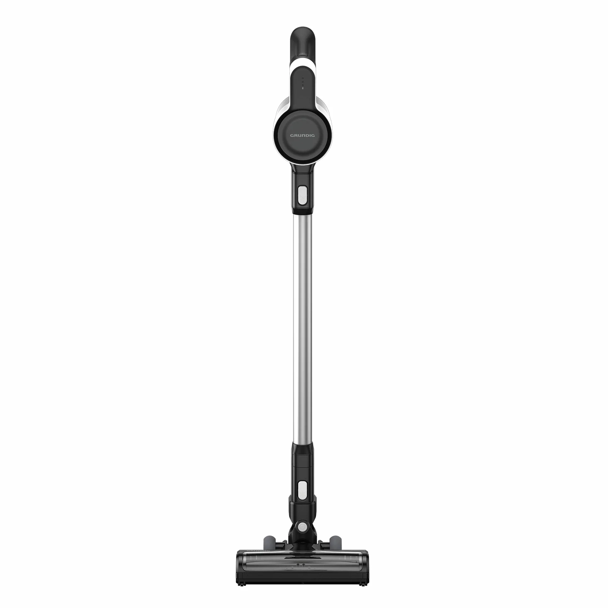 GRUNDIG VCP 4130 odkurzacz akumulatorowy 2 w 1, 2 poziomy siły ssania, silnik 110 W, akumulator litowo-jonowy 21, 6 V, pojemność 550 ml, czas pracy do 45 minut, 80 decybeli, biały/czarny