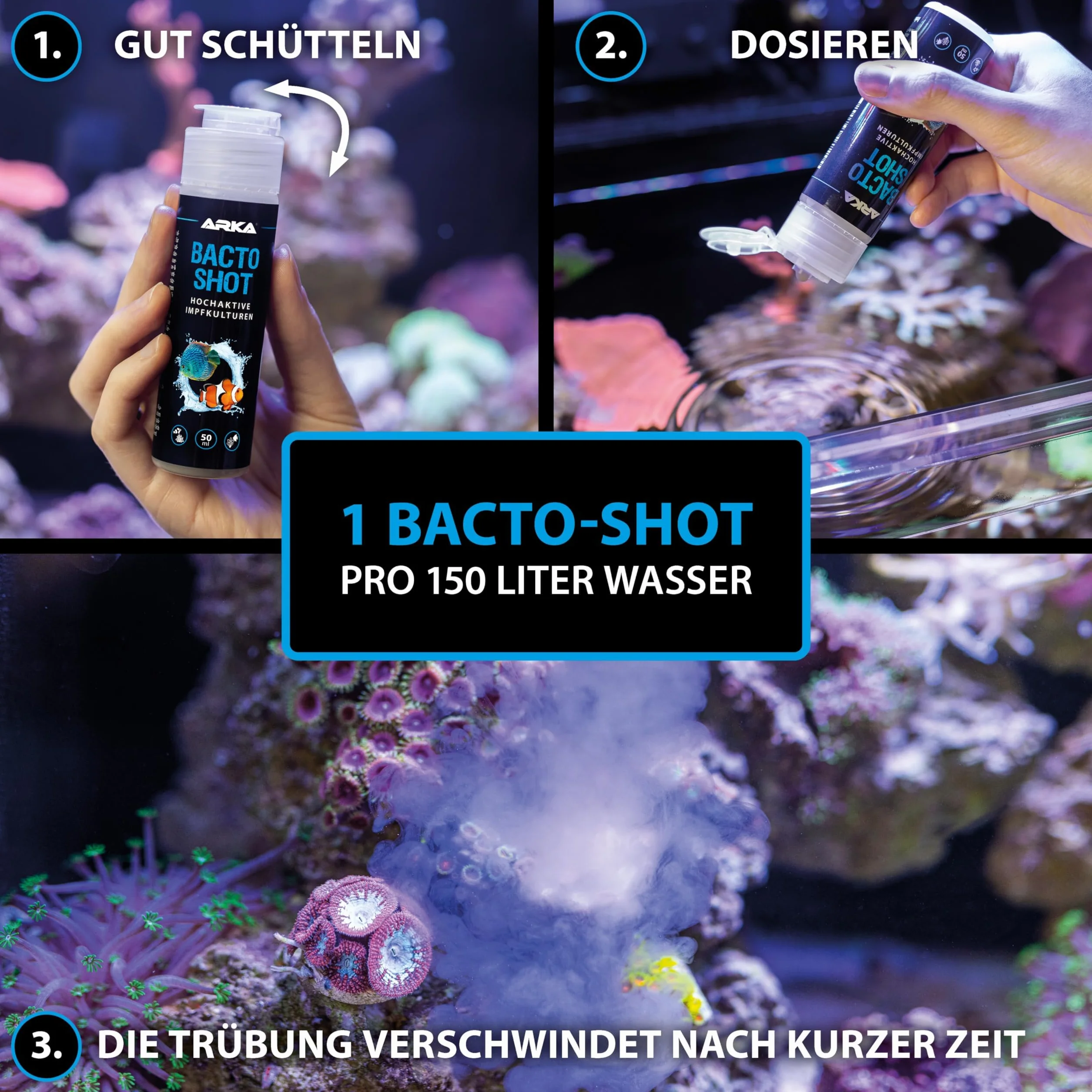 ARKA Bacto-Shot 50 ml żywe kultury szczepień do akwarium morskiego i słodkowodnego