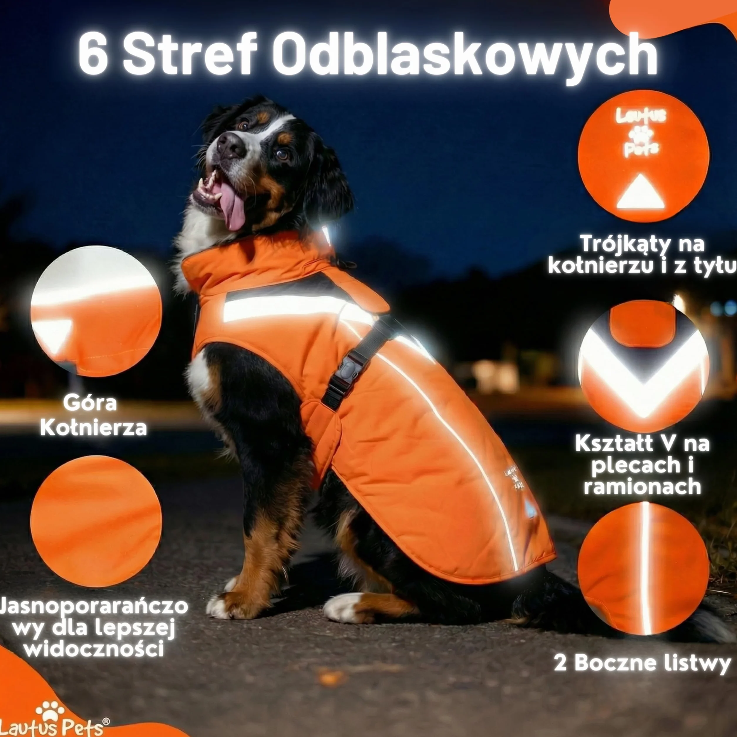 Płaszcz przeciwdeszczowy dla psa wodoodporny z elementami odblaskowymi XXL Pomarańczowy