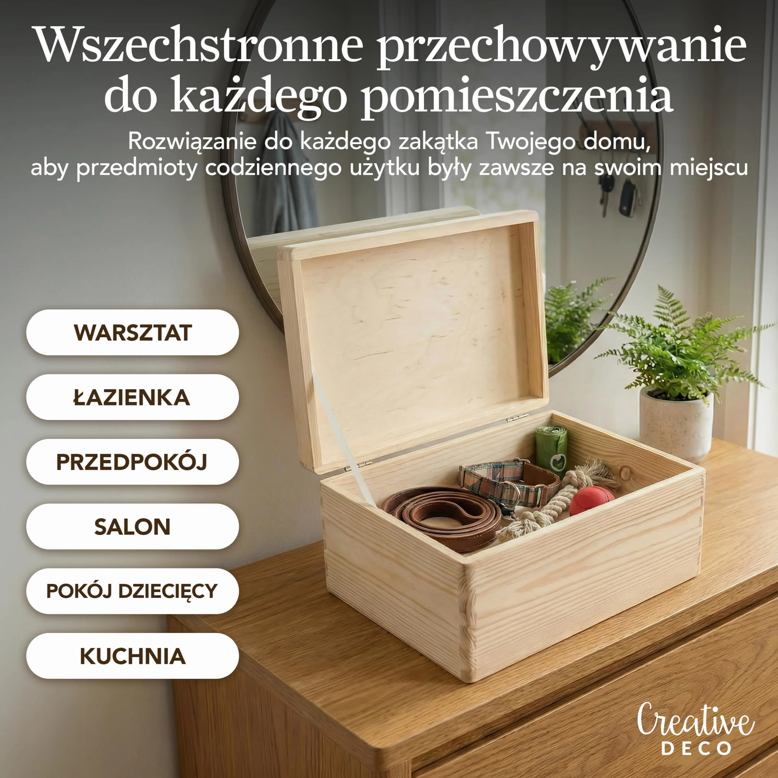 Creative Deco Duże Drewniane Pudełko z Pokrywą do Dekoracji | 30 x 20 x 13 cm (+/- 1cm) | Bez Uchwytów | Niemalowana Skrzynia z Drewna | Wielkanoc Dokumenty Zabawki Narzędzia | SUROWE i NIEOSZLIFOWANE