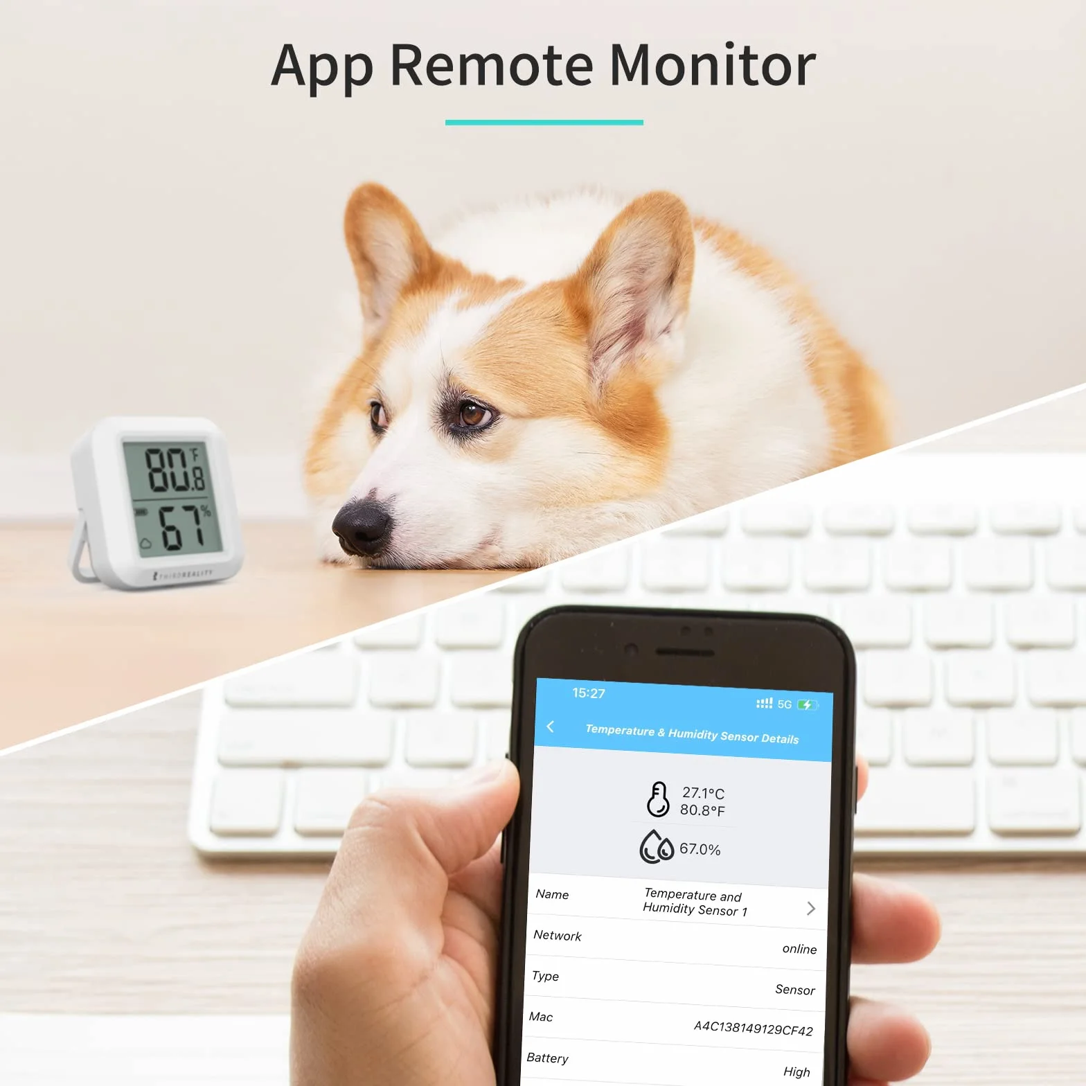 THIRDREALITY Zigbee czujnik temperatury i wilgotności, zestaw 2 szt. z cyfrowym wyświetlaczem LCD, wymaganym hubem ZigBee, nagrywaniem aplikacji, zdalnym monitorowaniem i automatyzacją inteligentnego