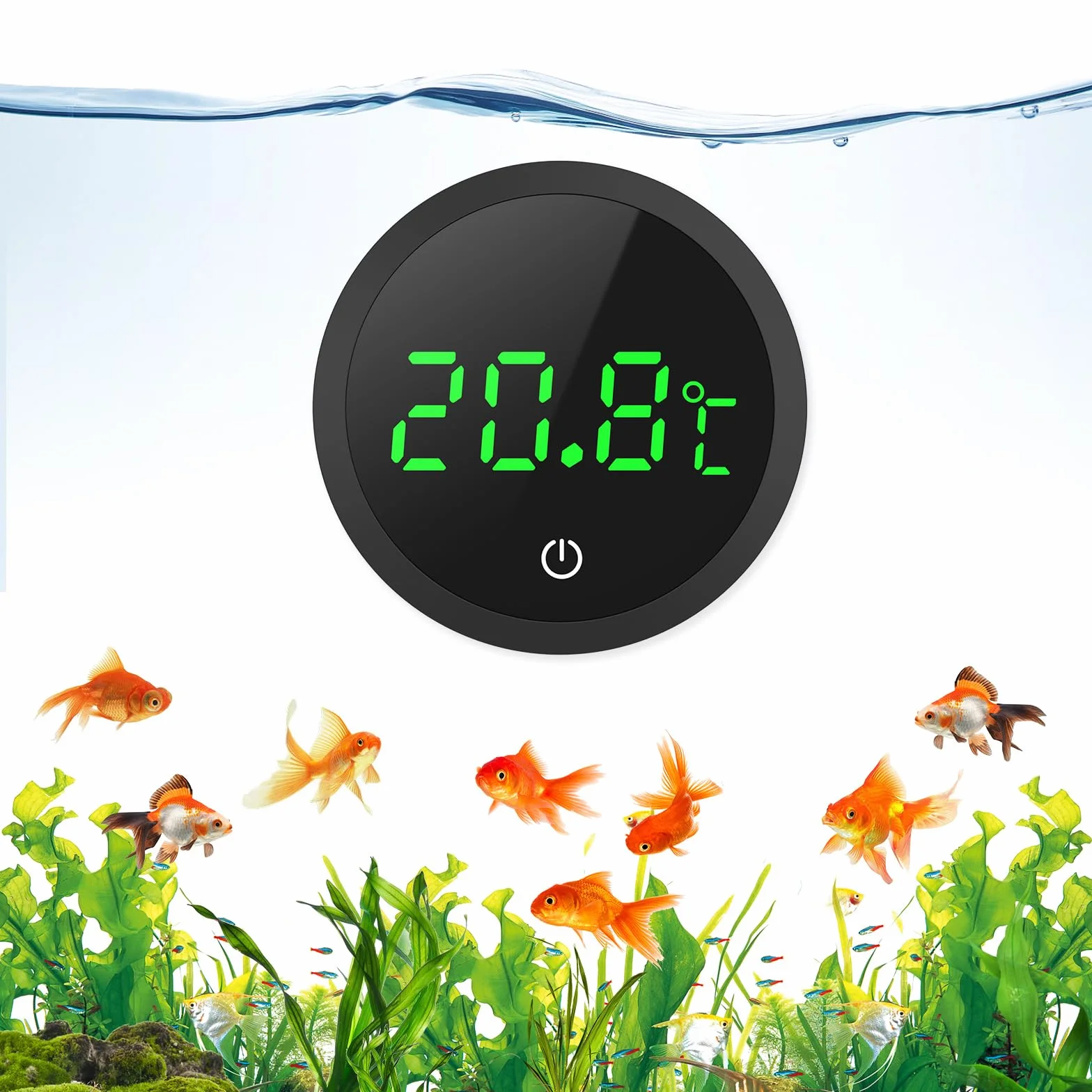 ORIA Termometr do akwarium cyfrowy LED czujnik temperatury czarny
