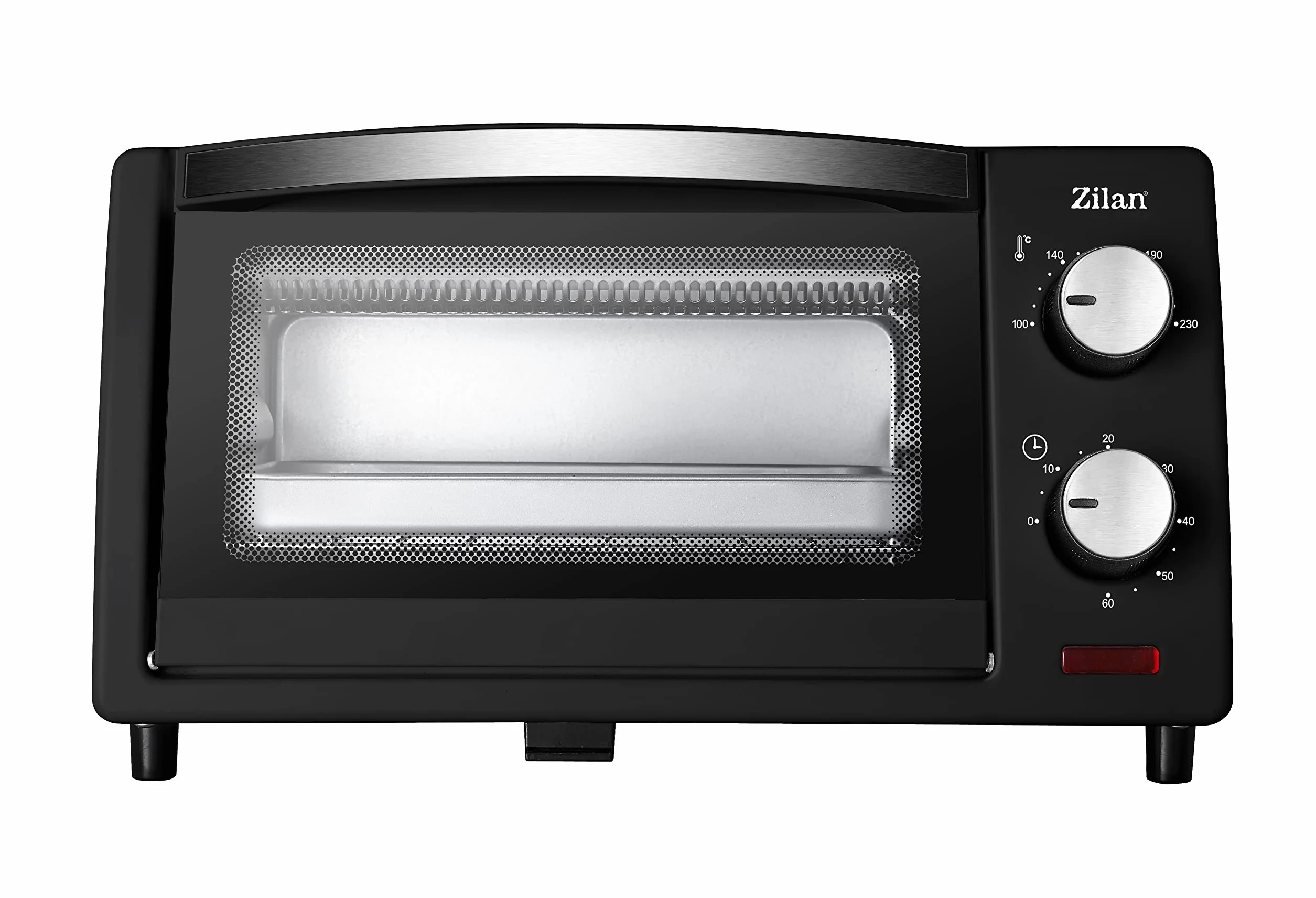 Zilan - piec elektryczny 9 l, podwójne szkło bezpieczne, timer, 2 sztuki oporu kwarcowego, taca na okruchy, 1 kwadratowa płyta, chromowana kratka, 800 W