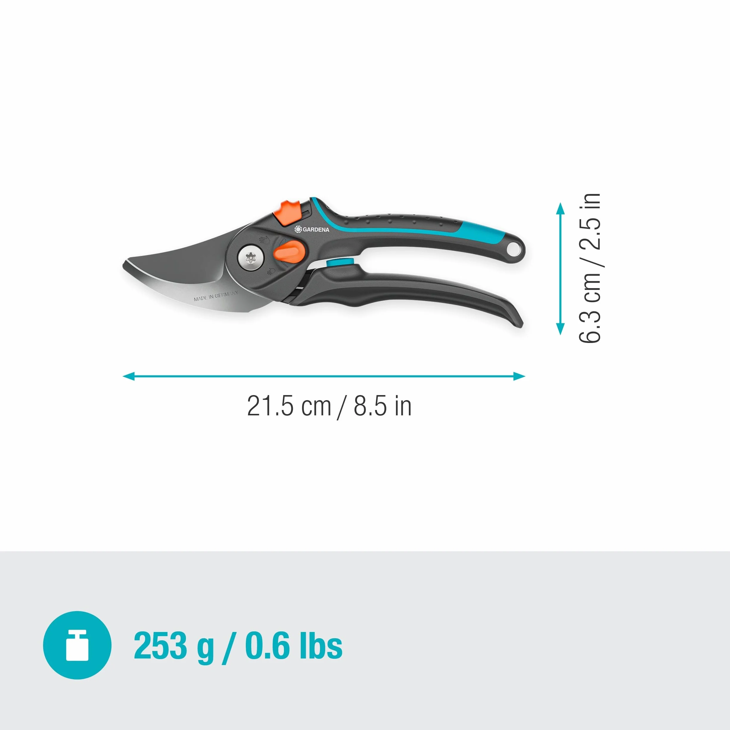 Gardena Nożyce ogrodowe PremiumCut Pro Flex, cięcie obejściowe, do świeżego drewna, średnica cięcia 24 mm, ergonomiczne uchwyty, ostrza PowerCoating, wyprodukowano w Niemczech (12252-20)