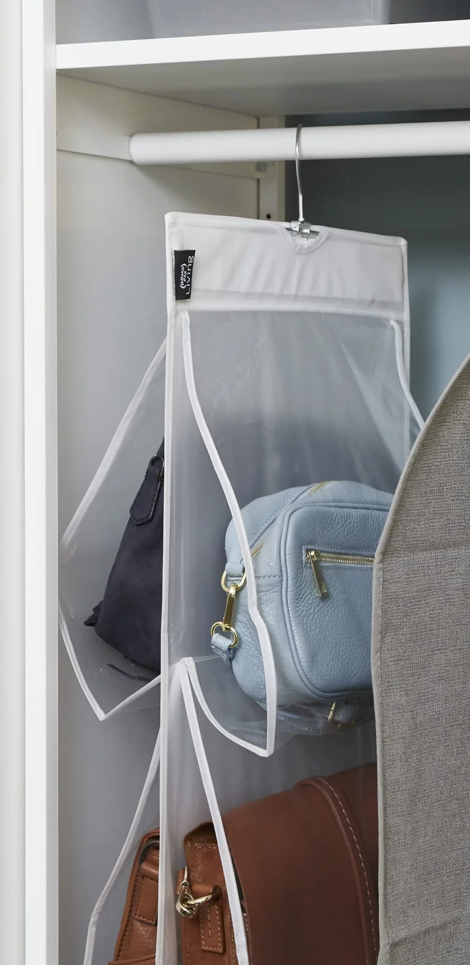 Dk Living Saccustdomporta Organizer na Torby, Tworzywo Sztuczne, Biały, 33 x 120 cm