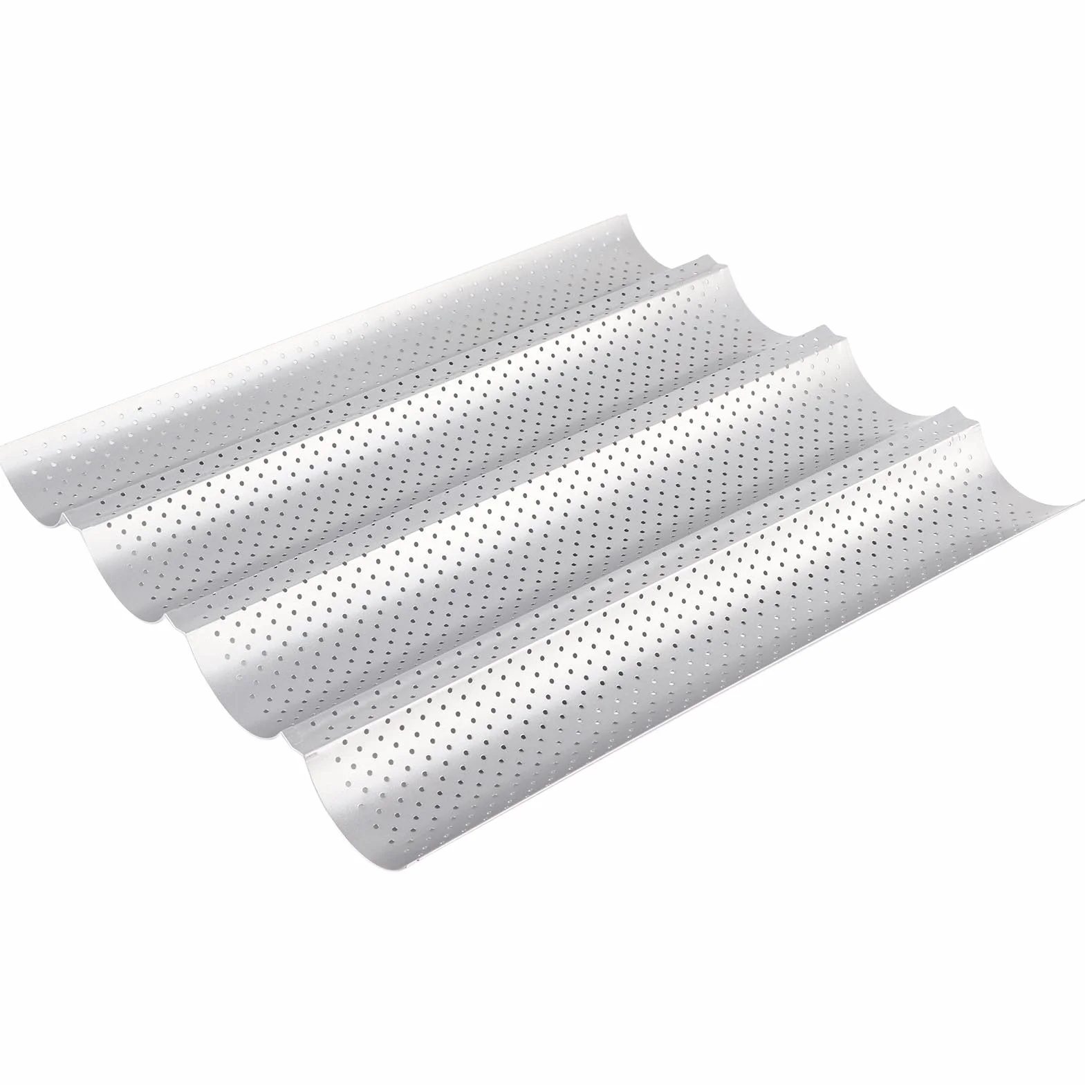 Francuska Blacha do Pieczenia Chleba, Nonstick MultiGrooves Fale Francuska Patelnia do Chleba Bagietka Taca do Pieczenia Narzędzie Kuchenne (3 rowki) (cztery gniazda)