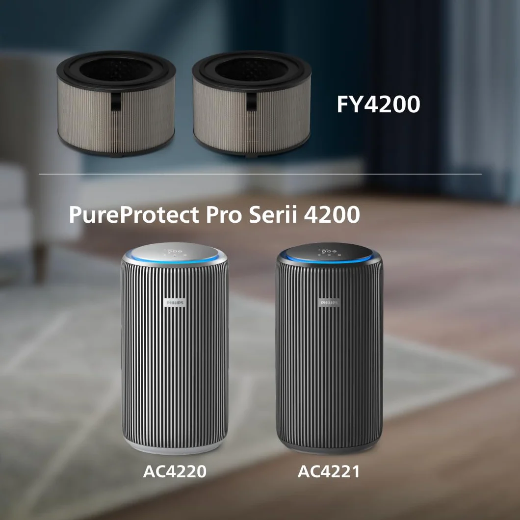 Oryginalny filtr zamienny Philips do oczyszczaczy powietrza serii 4200 AC4220 i AC4221, HEPA NanoProtect + aktywny węgiel, 12 miesięcy żywotności, czarny/biały (FY4200/30)