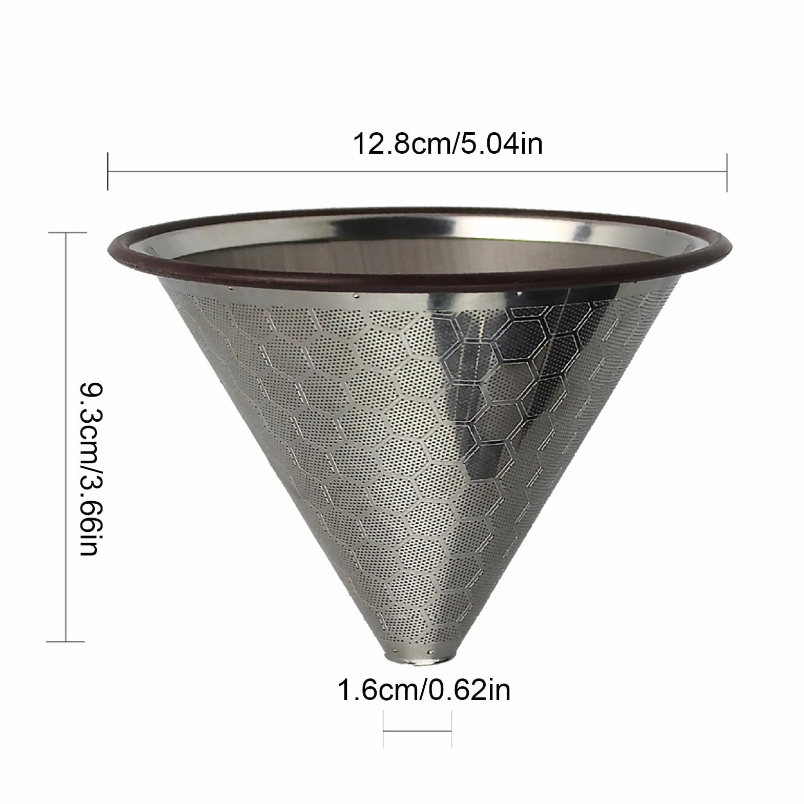 Drobne sito siatkowe, narzędzie sitkowe, Pour Over Coffee Filter, Stainless Steel Coffee Strainer Cone Coffee Filters Honeycomb Fine Mesh, Single Cup Coffee Maker, Paperless Coffee Drip Brew Tool