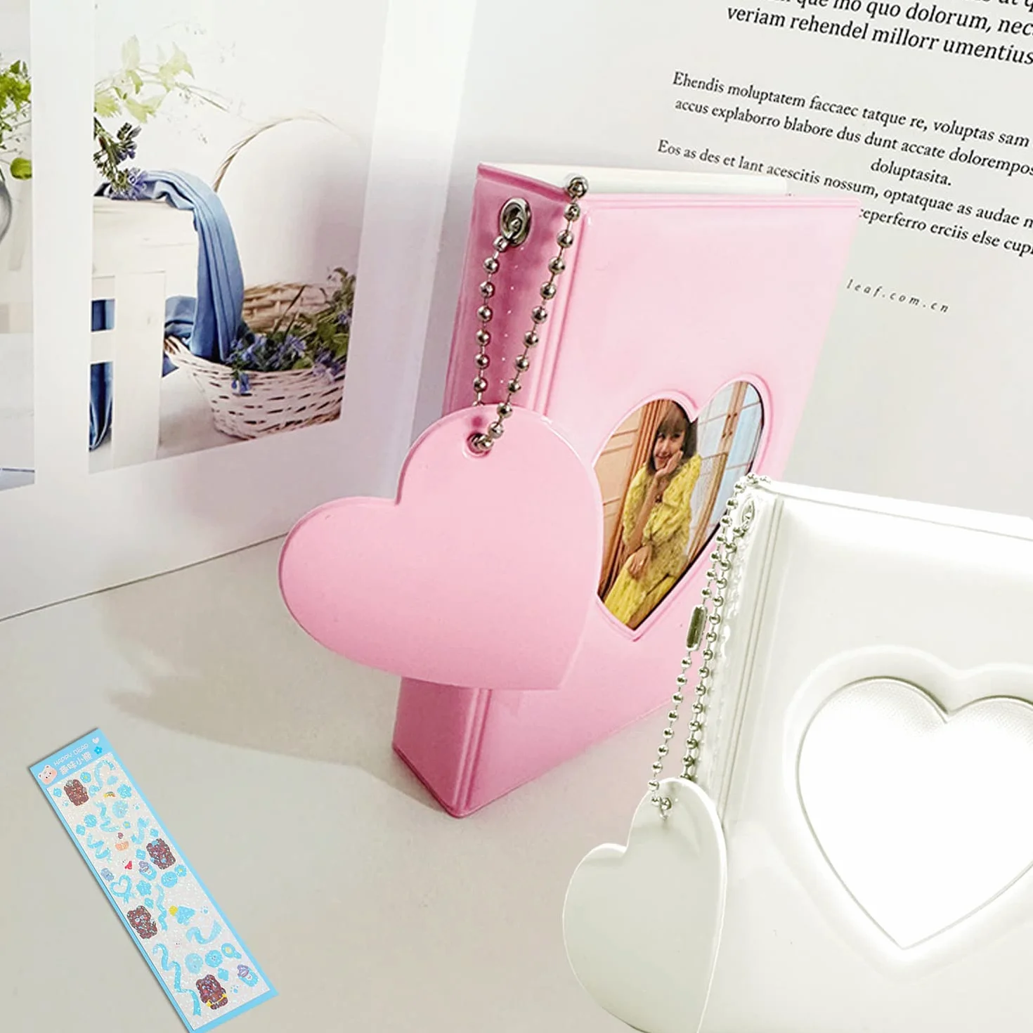 mały album fotograficzny Kpop, fotokartka, uchwyt na fotokartkę, uchwyt na fotokartkę z 5 arkuszami, koreańskie naklejki Kpop, 32 kieszenie