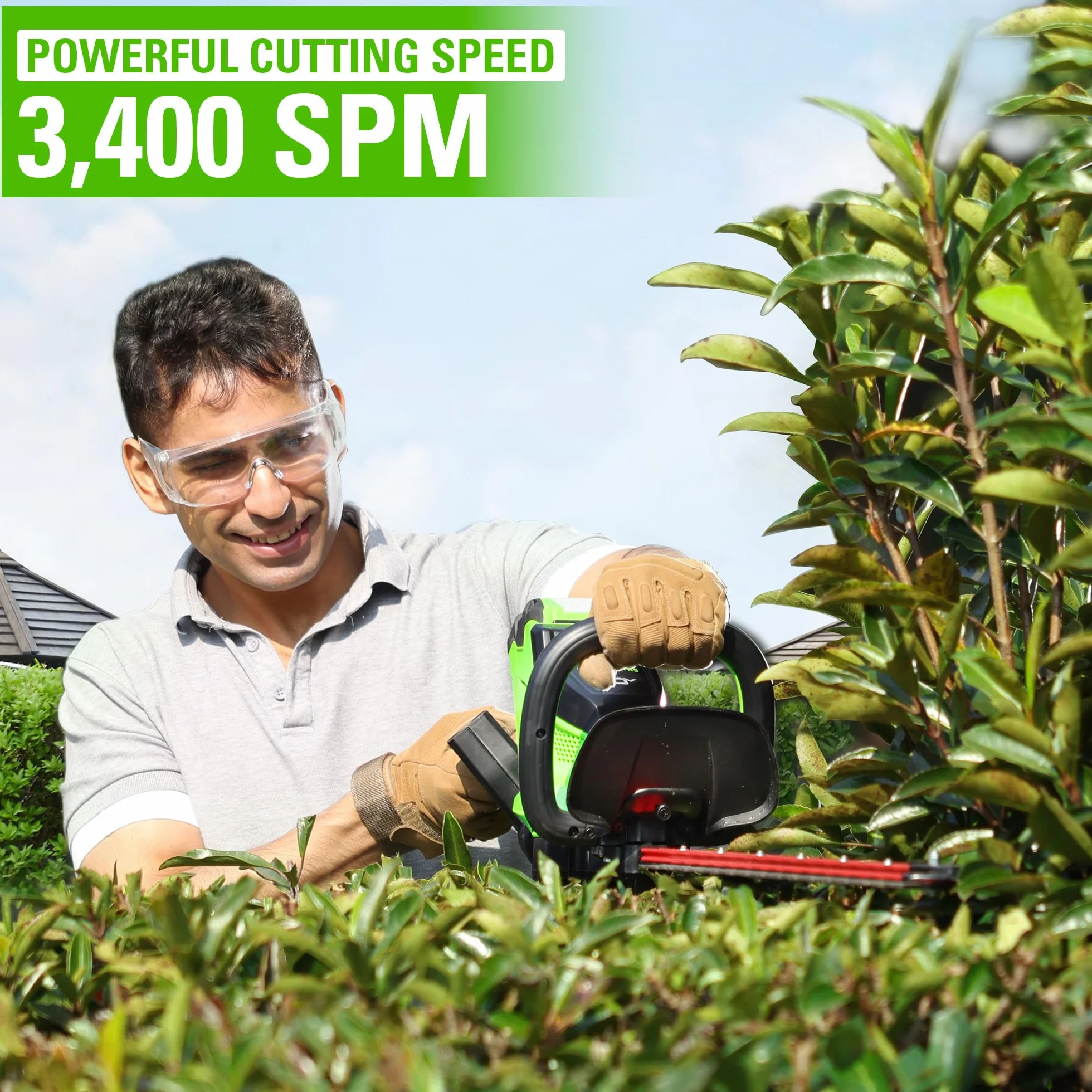 Greenworks Bezprzewodowe nożyce do żywopłotu 66 cm, bezszczotkowy silnik cięcia do 28 mm grubości, 3400 SPM bez baterii 40V i ładowarka GD40HT66