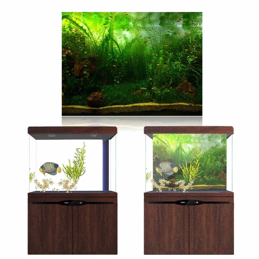 Naklejka ścienna akwarium tło trawa wodna PVC klej 76x30cm