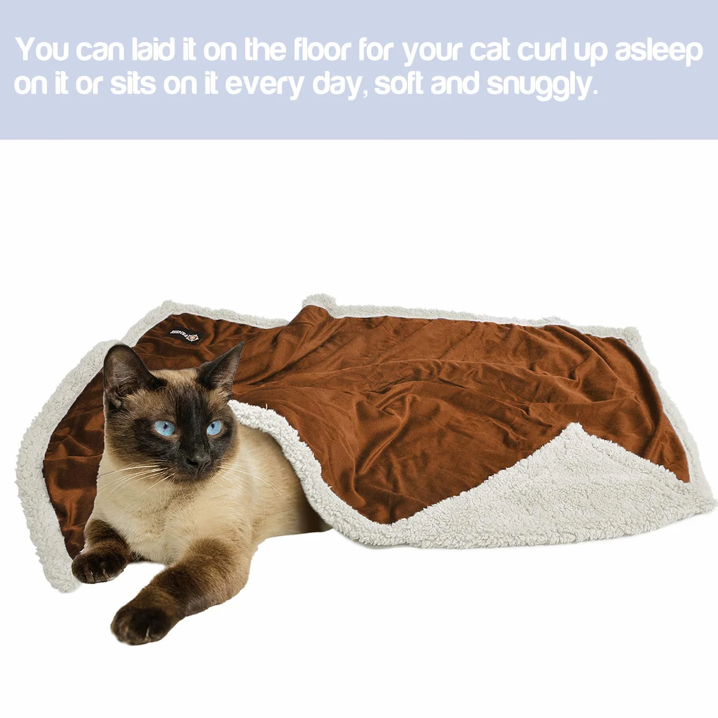 Pawsse koc polarowy dla psa, zmywalny, miękki, ciepły, puszysty, Sherpa, dwuwarstwowy koc dla psa, kot, 114 cm x 76 cm
