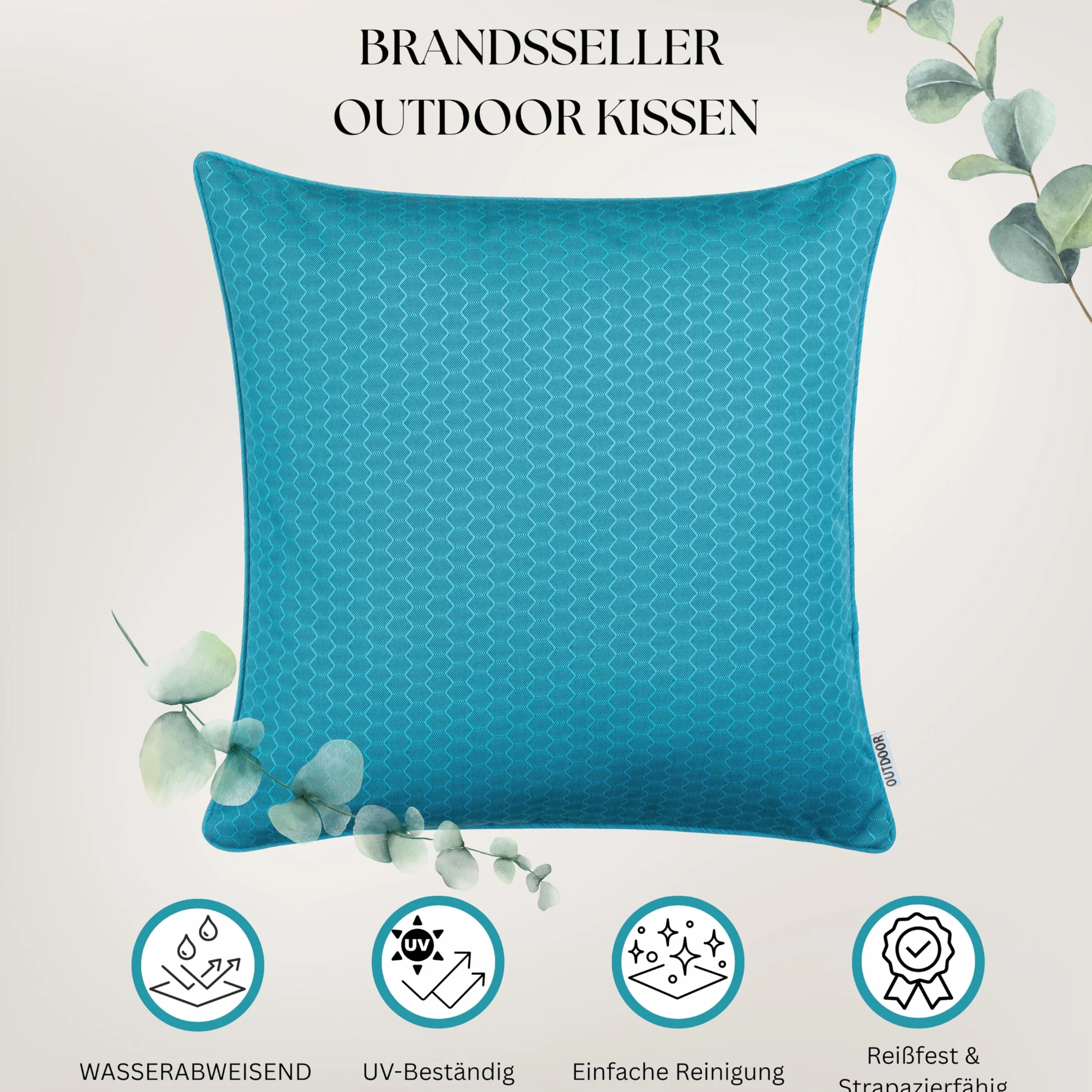 Brandsseller Zestaw 4 poduszek outdoorowych 45 x 45 cm – odporne na warunki atmosferyczne poduszki ozdobne z lamówką o strukturze plastra miodu – wodoodporne poduszki ogrodowe i dekoracyjne na