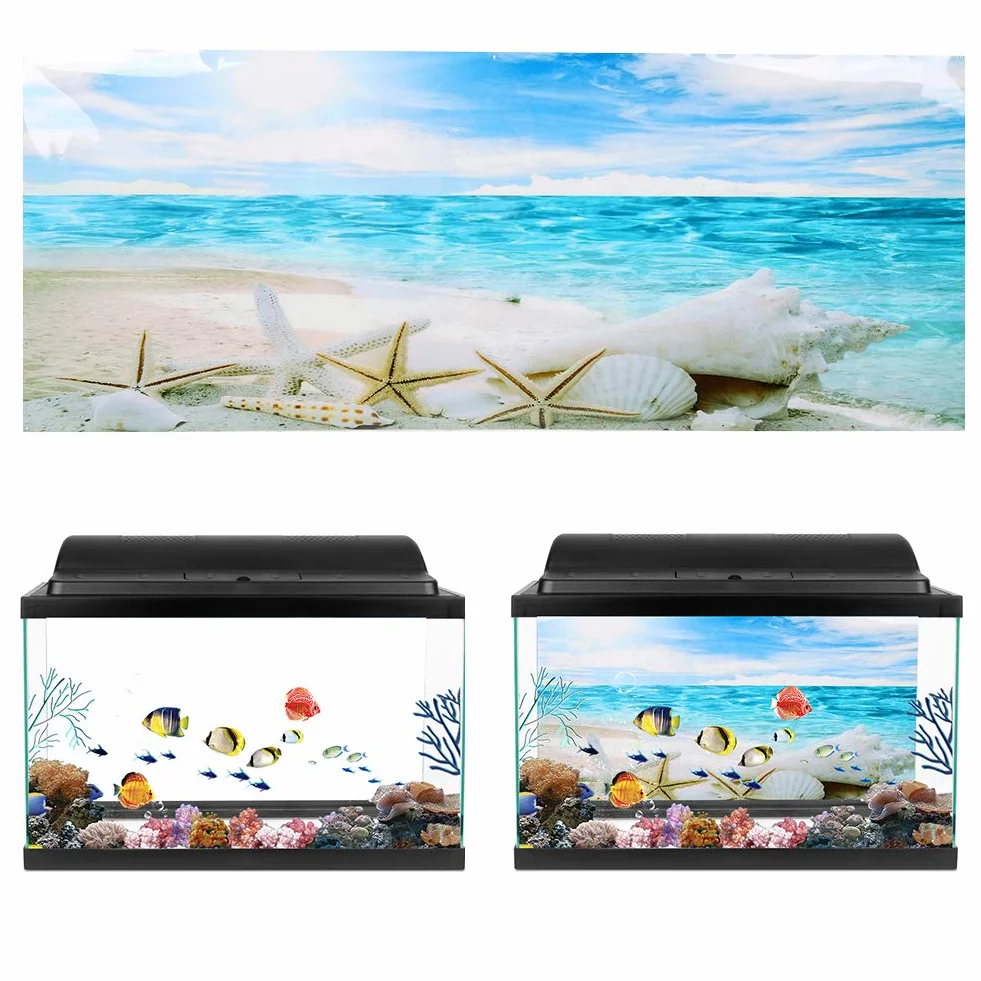 Plakat akwariowy 3D samoprzylepny z rozgwiazdą PVC tło akwarium 61 x 30 cm