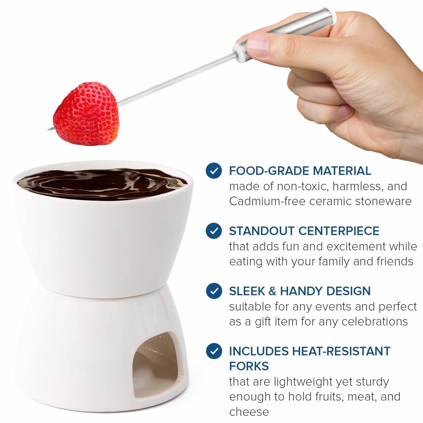 Joeji's Kitchen Fondue Chocolate Candle z kołkiem Świeca i widelcami Mini Fondue Czekolada Świeca Podgrzewana pa