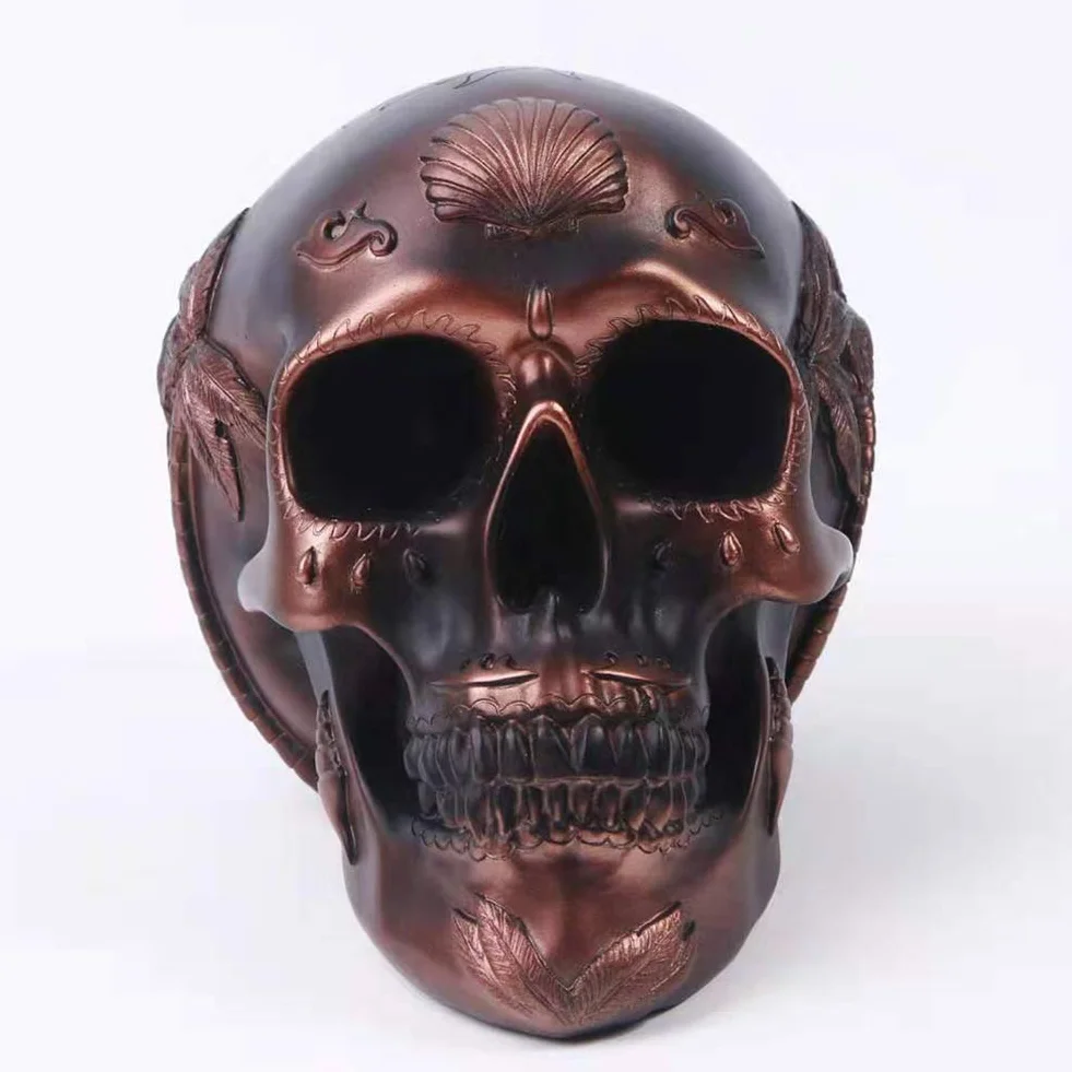 BOLLAER Skarbonka Czaszka - Spersonalizowana Dekoracja Domu, Statua Szkieletu Głowy, Model Halloween, Rekwizyt z Żywicy
