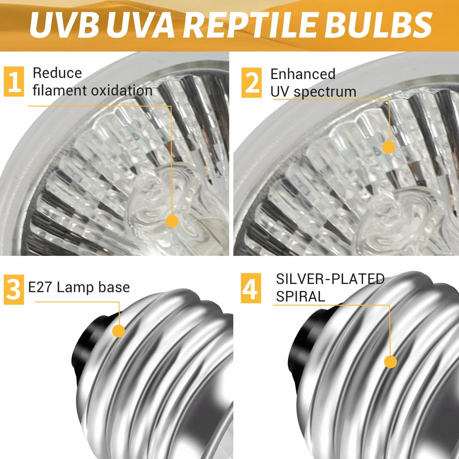 Caldarax Terrarium E27 Lampa grzewcza do ściemniania, 25 W UVA UVB Żółw Ogrzewanie Lampa grzewcza AC 230 V, żarówka gada Ogrzewanie dla żółwi, węży, jaszczurek, płazów, akwarium, zestaw 2 szt