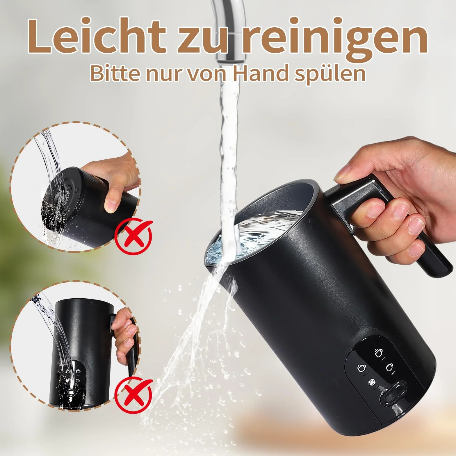 Elektryczny spieniacz do mleka 4 w 1, 350 ml, przenośny spieniacz do mleka z 4 trybami, piana na gorąco/zimno, automatyczne wyłączanie, zabezpieczenie przed przegrzaniem do cappuccino, latte