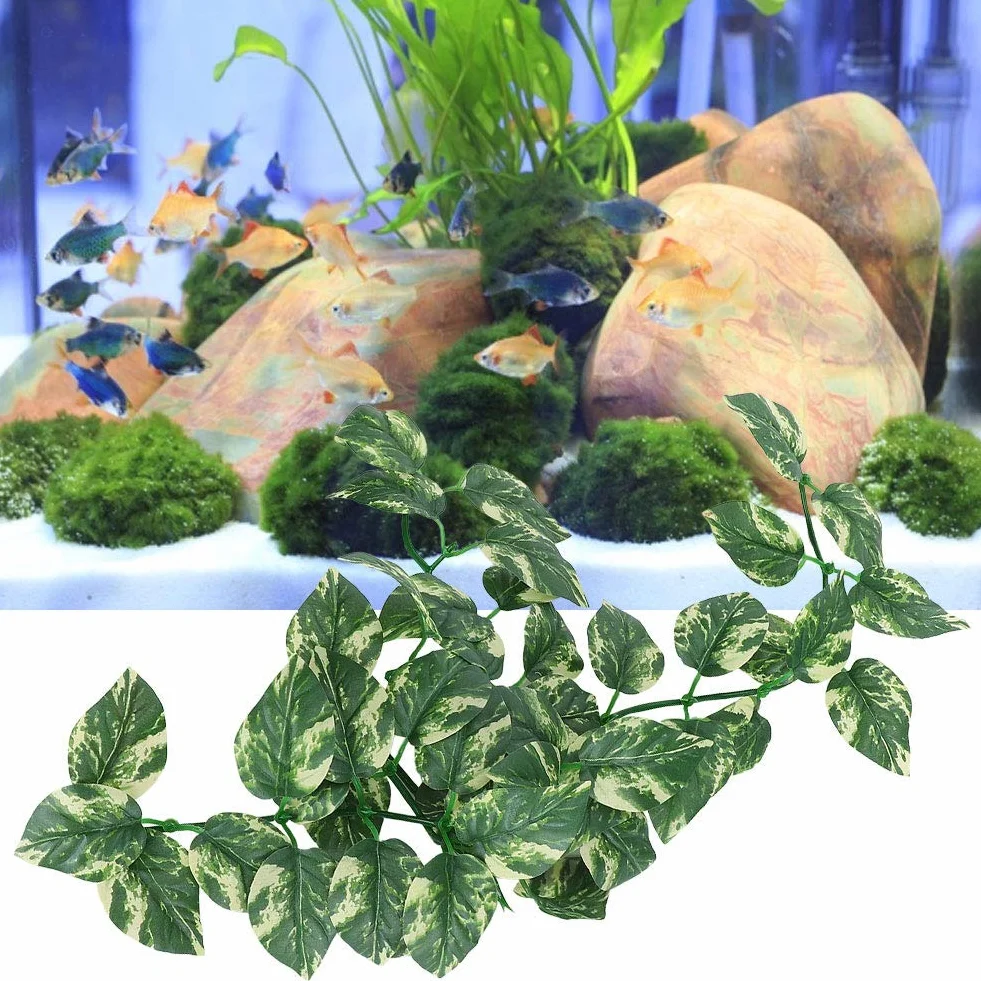 Lasy deszczowe Rośliny Terrarium Jaszczurka Habitat Decor Akcesoria Gad winorośli Sztuczne sztuczne liście Terrarium Habitat Decor dla kameleona, jaszczurki, gekona, węża, iguany