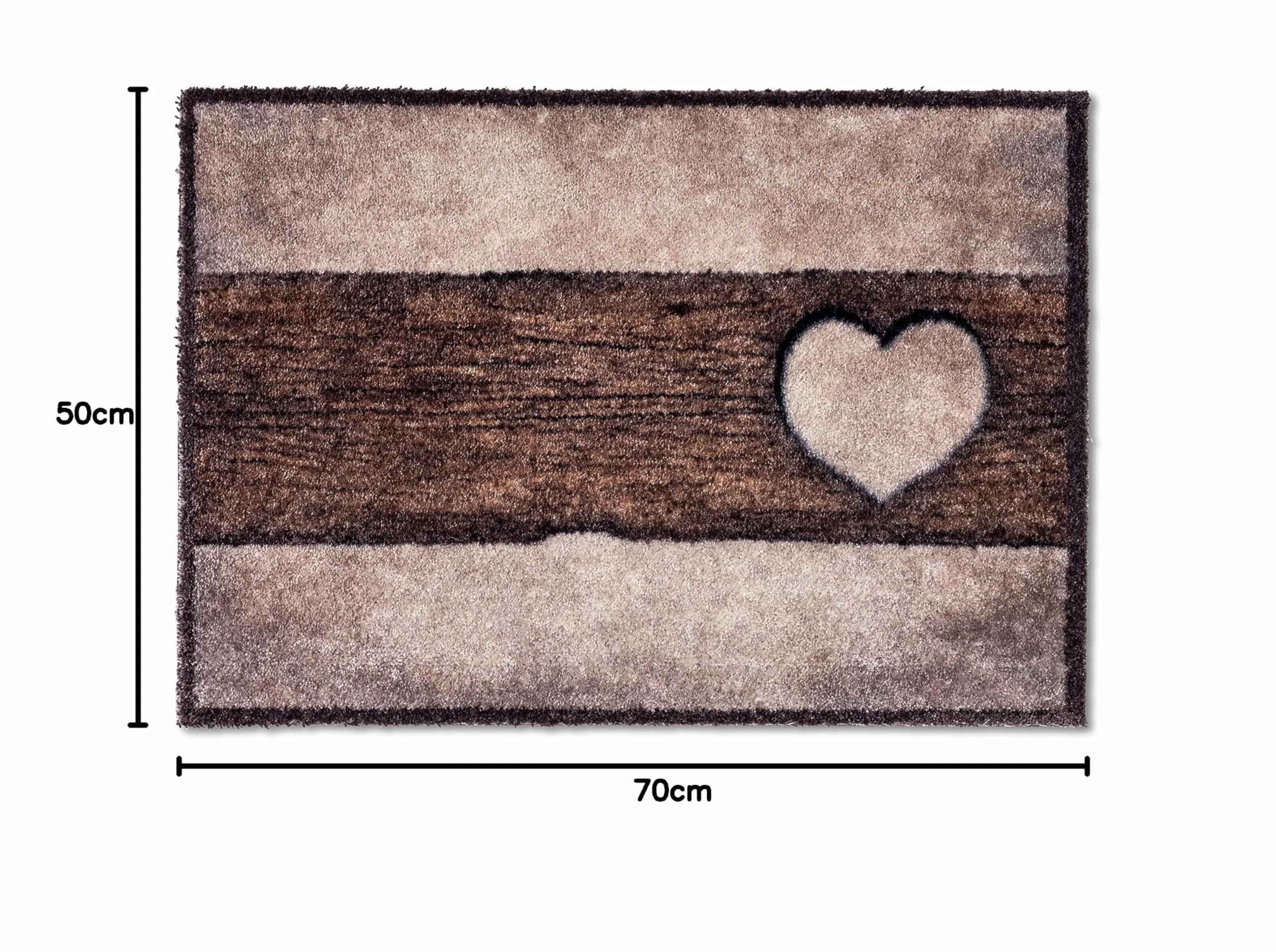 ASTRA Puszysta i miękka mata czyszcząca Pure & Soft – kolorowa wycieraczka do drzwi – wytrzymała wycieraczka – 50 x 70 cm (kolor: drewno, serce, piaskowo-brązowy)