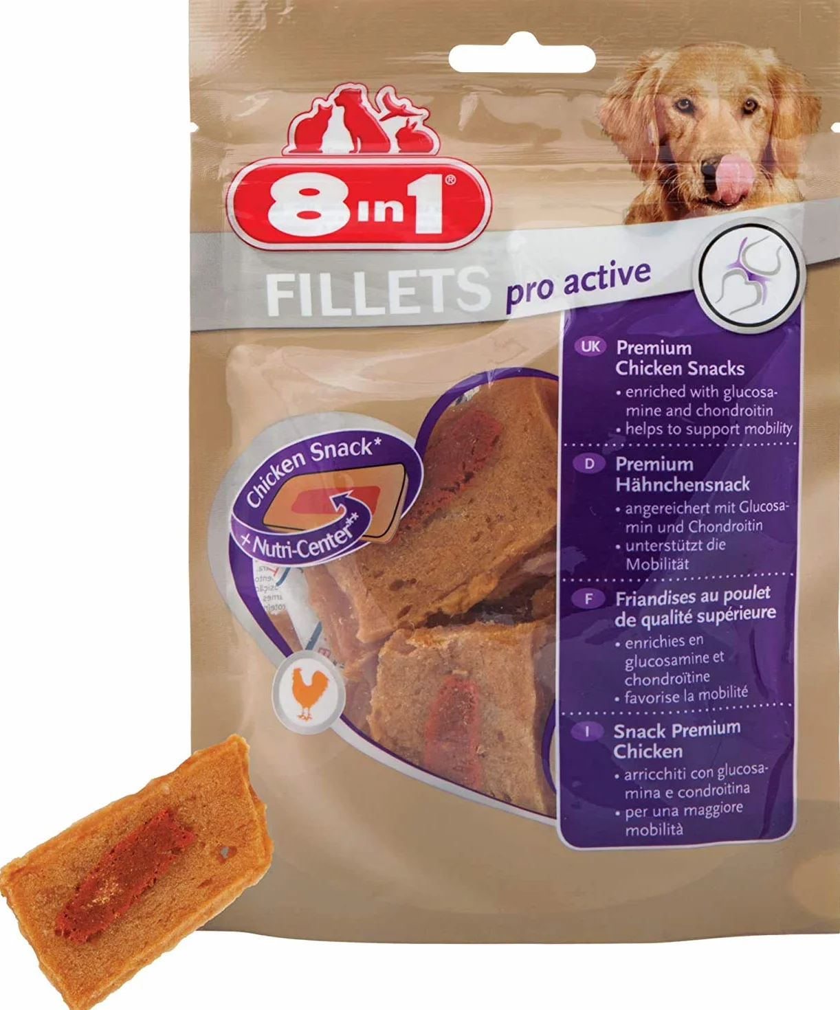 8In1 Fillets Pro Active Smakołyki dla Psów, Kurczak, 80 g
