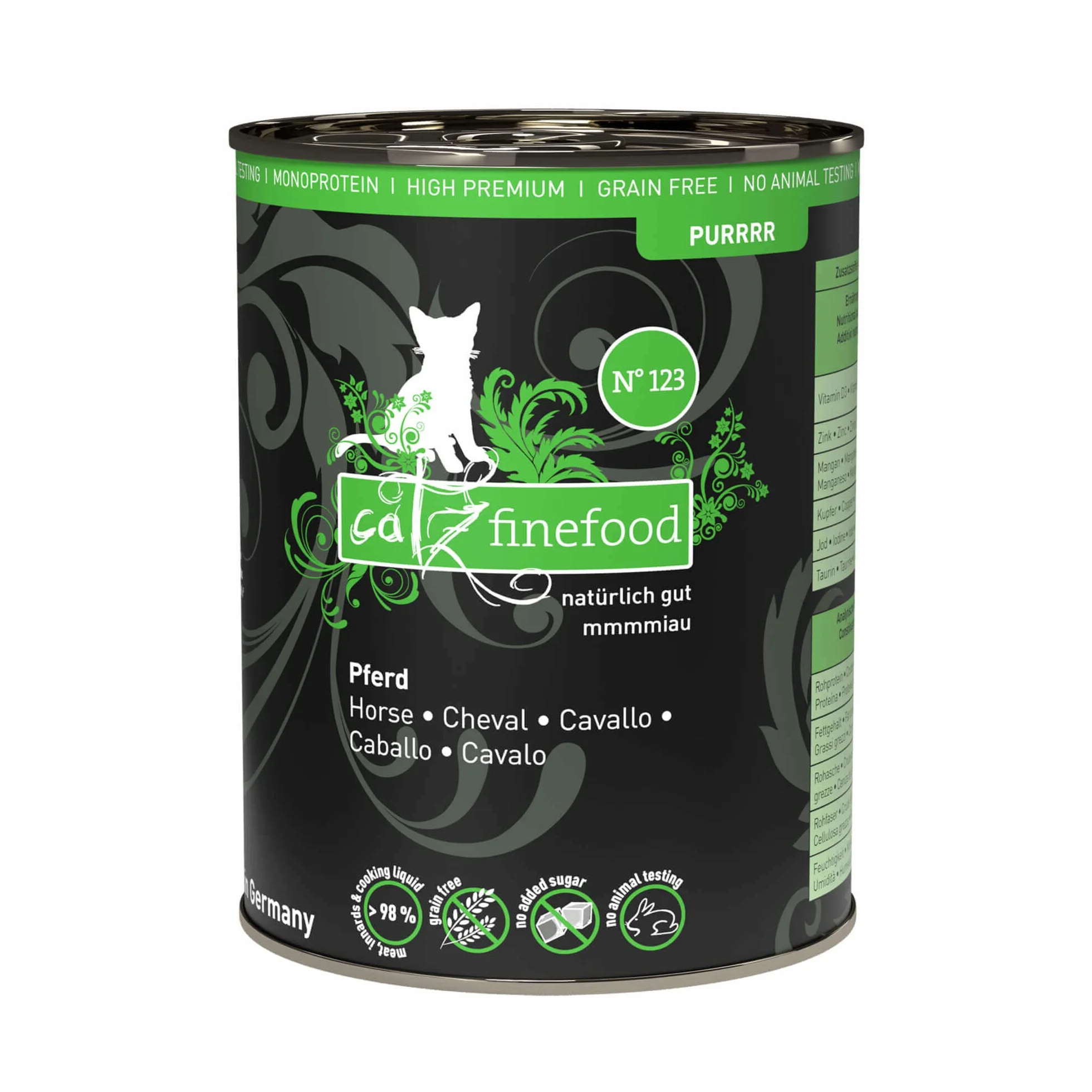 catz finefood Purrrr monoprotein karma dla kotów mokra nr 123, dla kotów wrażliwych na odżywianie, 70% zawartości mięsa, puszka 6 x 400 g