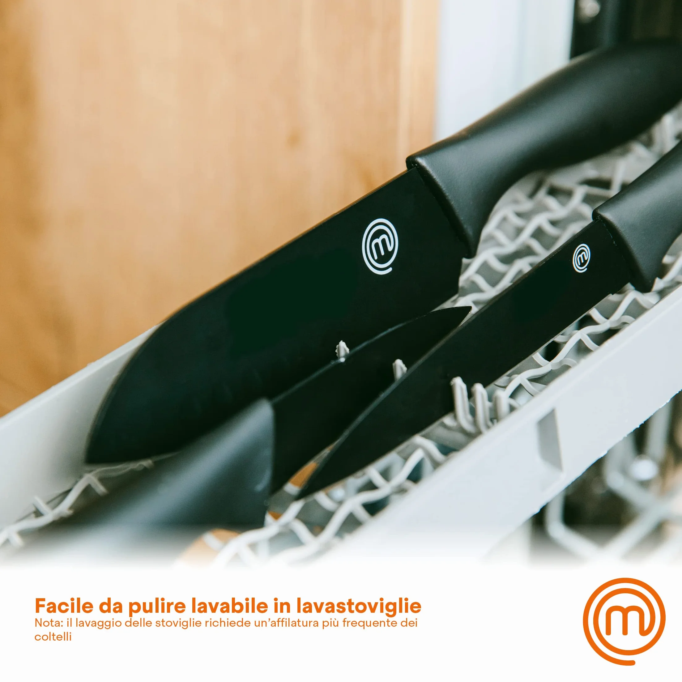 MasterChef Zestaw Noży Kuchennych 5-Częściowy, Nóż Szefa Kuchni, do Chleba, Porcjowania, Obierania i Uniwersalny, Stal Nierdzewna, Ergonomiczne Miękkie Uchwyty, Powłoka Nieprzywierająca, Czarny