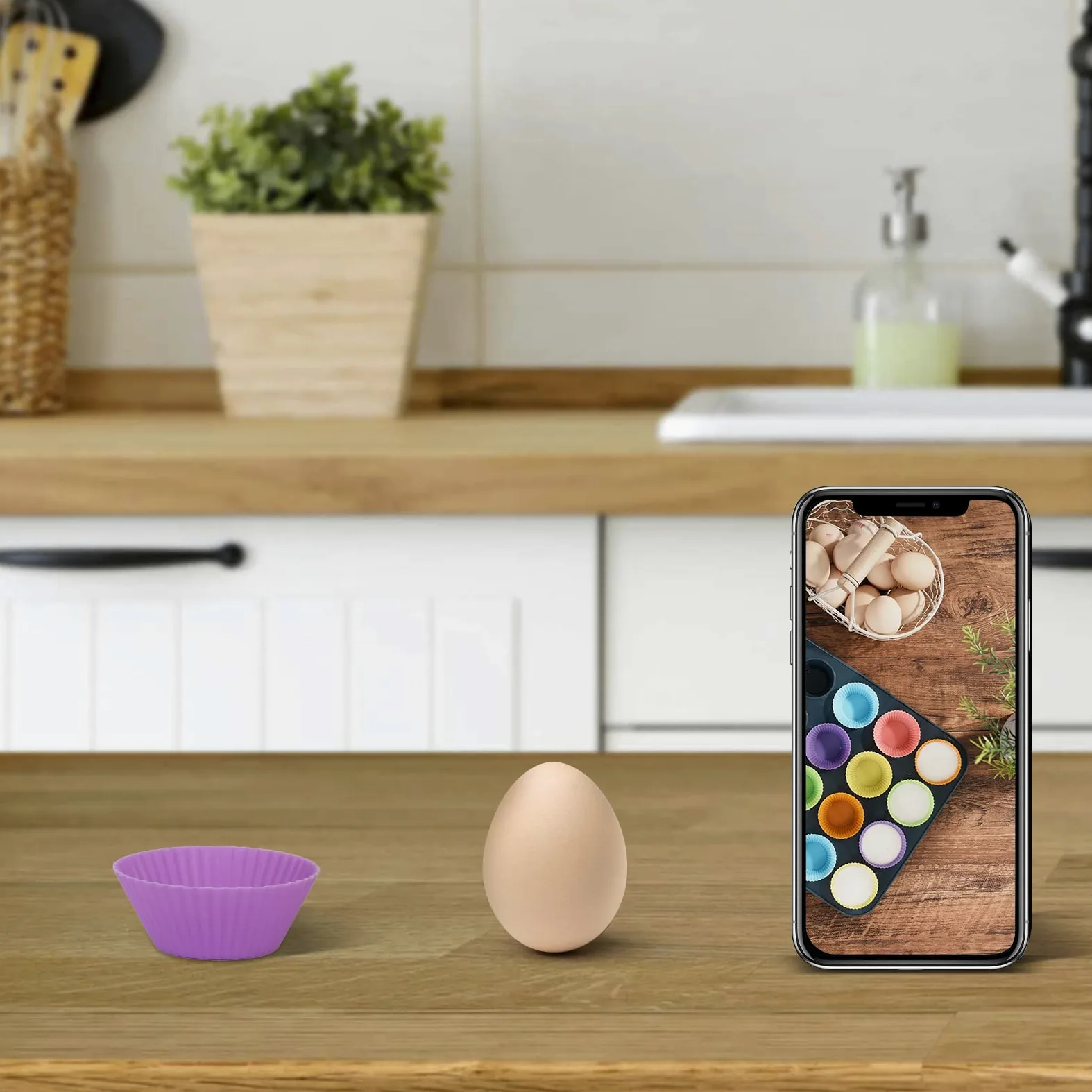 SUPER KITCHEN 24 Sztuk Mini Silikonowych Filiżanek do Pieczenia; Nieprzywierające, Wielorazowe Papilotki na Babeczki i Muffiny do Piekarnika i Frytownicy Powietrzne