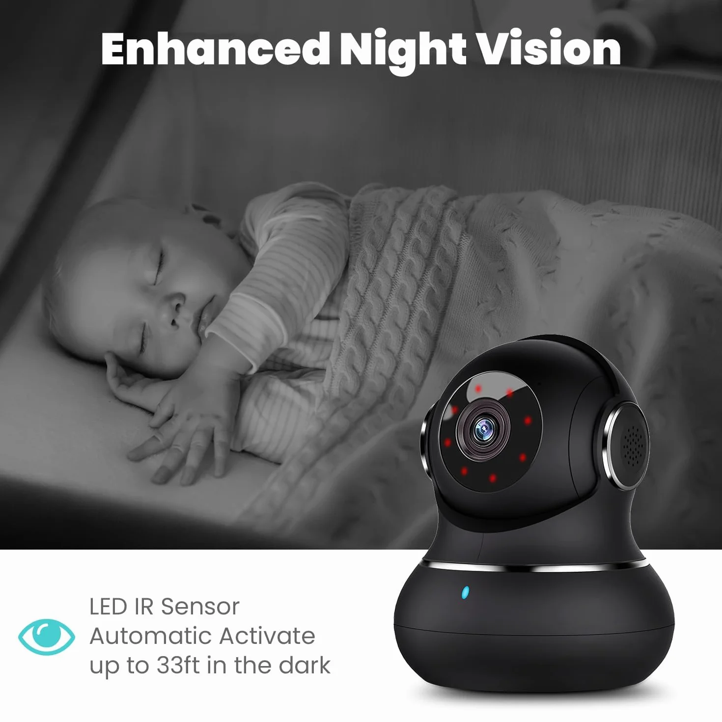 Little Elf Smart Kamera Monitoringowa 2K 360° z Czujnikiem Ruchu, Widoczność w Nocy, Dwukierunkowe Audio, Wi-Fi IP dla Psów, Kompatybilna z Alexa