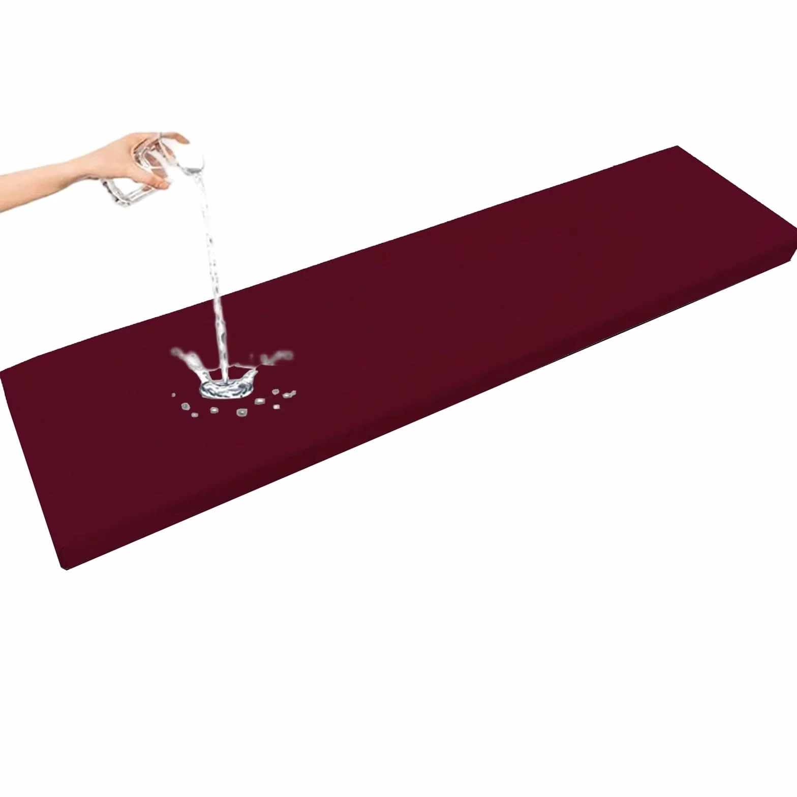 Poduszka na Ławkę 100x45 120x45 150x45, Gruba 5cm Wodoodporna Antypoślizgowa Poduszka Długa do Ogrodu Tarasu Wewnątrz i Na Zewnątrz(Burgundia,100x45 cm)