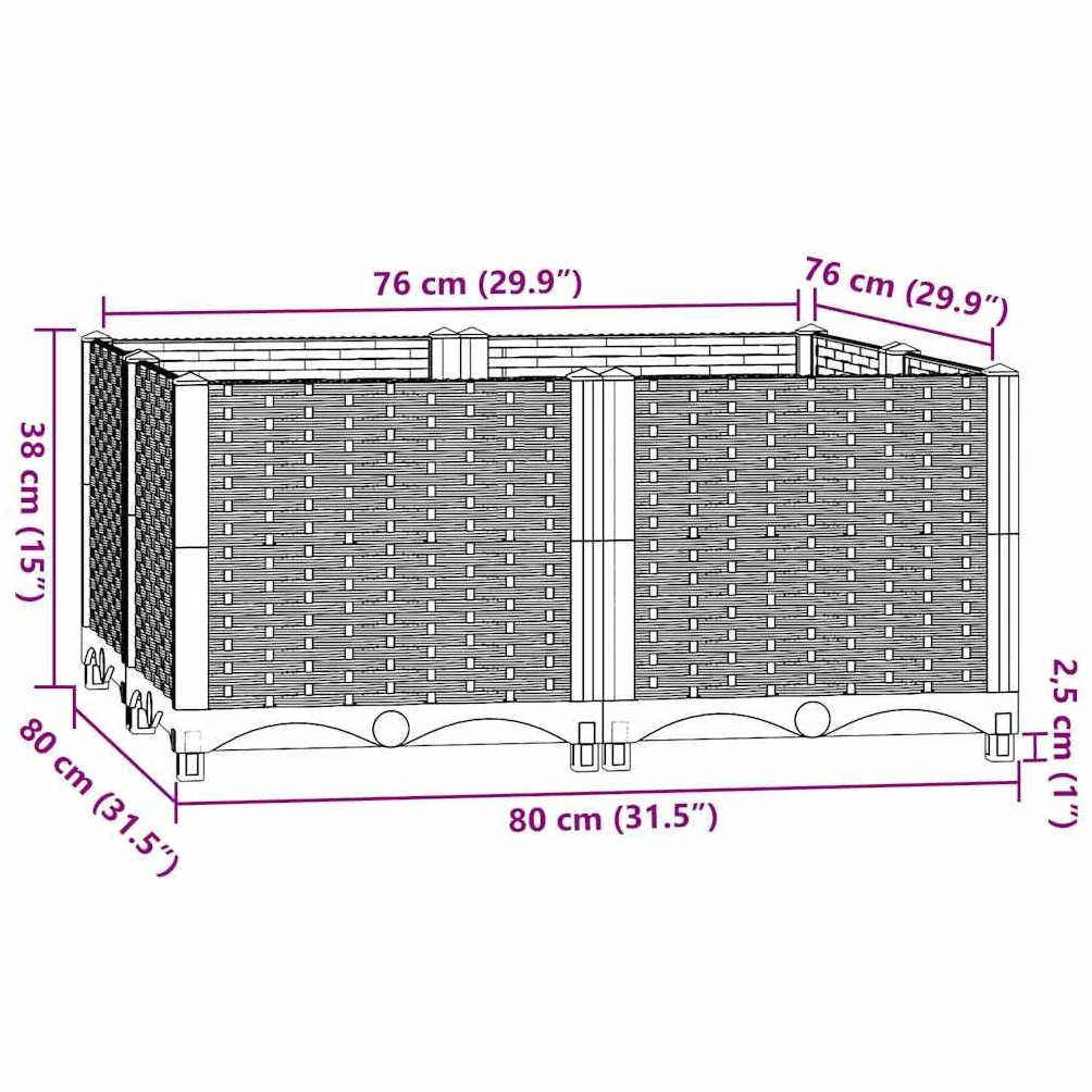 vidaXL Donica do podniesionej rabaty, 80x80x38 cm, polipropylen