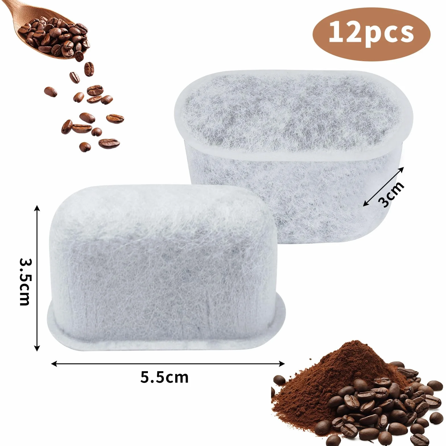 Wkłady filtrujące do wody do akcesoriów Ninja Luxe Cafe, 12 sztuk wkładów do filtrów wody do Ninja ES601/701, filtr do ekspresu do kawy, zestaw filtrów z węglem aktywnym
