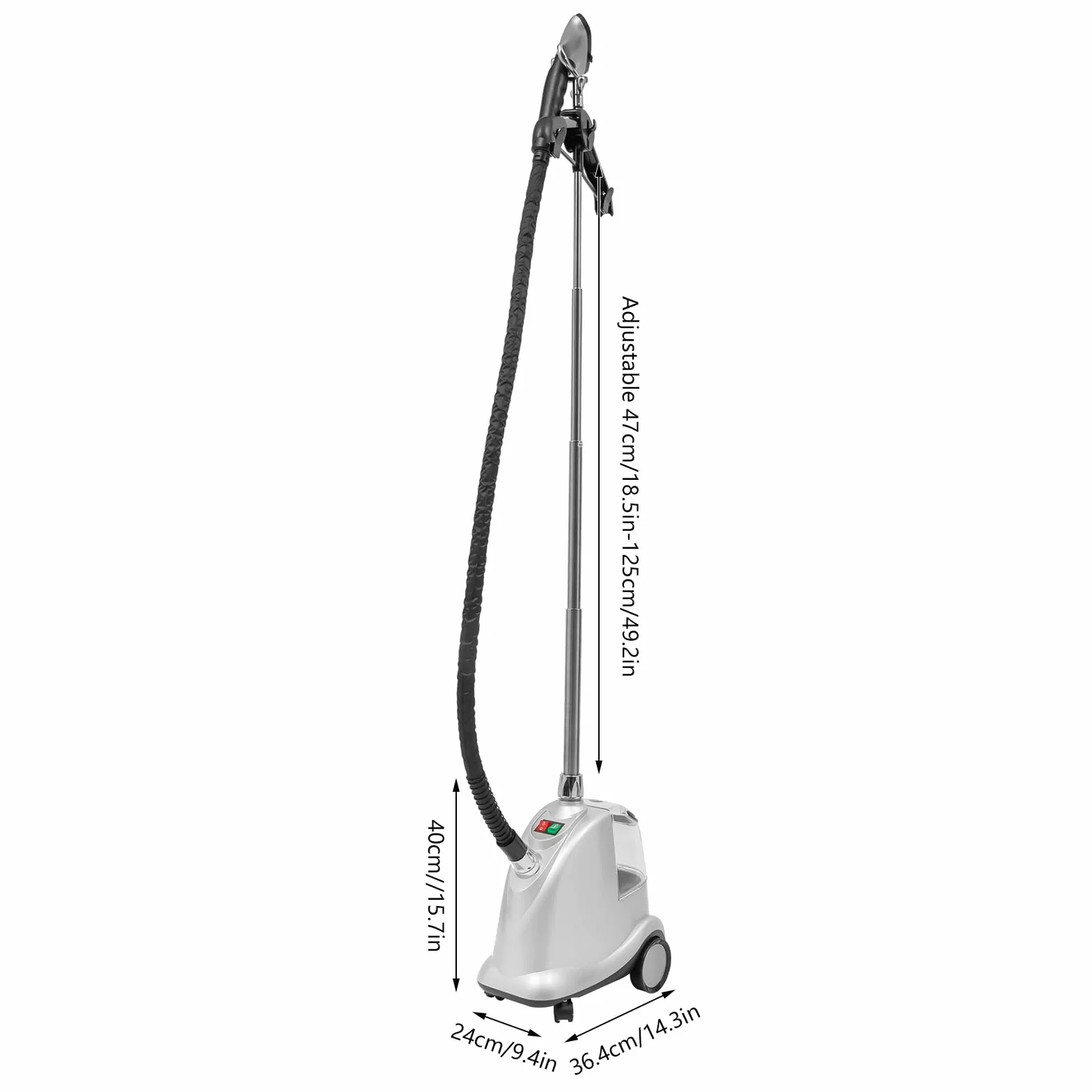 Żelazko parowe 2200 W do ubrań, stojące urządzenie parowe 3 l, zbiornik na wodę, podpórka z regulacją wysokości do 175 m, temperatura pary 99°C, do jedwabiu, nylonu, wełny, bawełny, lnu, srebrnego