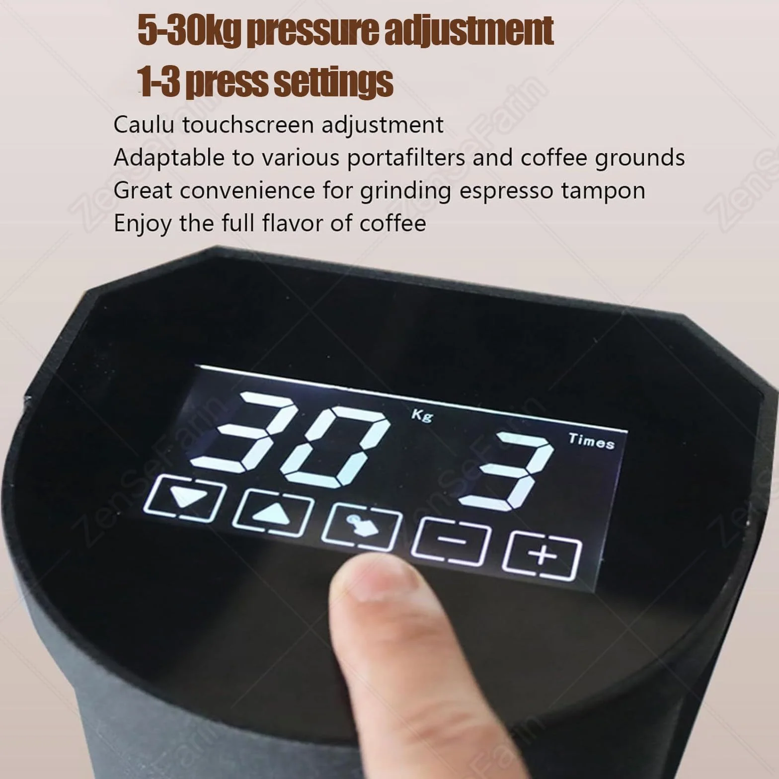 Ubijak do kawy 58MM - Automatyczna elektryczna prasa do kawy ziarnistej do espresso - Ciśnienie 10-30 kg - Regulowany czas ubijania od 1 do 3. Łatwy w czyszczeniu ubijak White