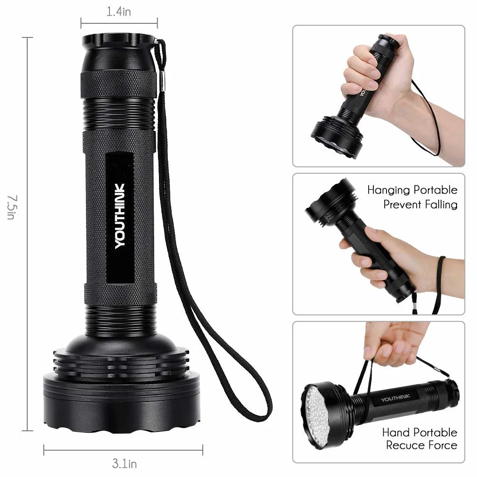 YOUTHINK latarka UV 100 diod LED wykrywacz moczu dla zwierząt domowych czarne światło