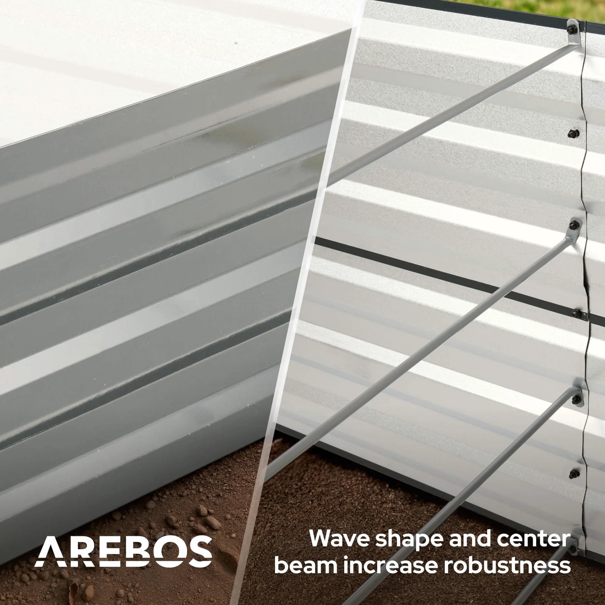 Arebos Metalowe łóżko ogrodowe 240x90x45 cm | łóżko ogrodowe ze stali ocynkowanej | odporne na warunki atmosferyczne i rdzę łóżko do sadzenia | prostokątne łóżko warzywne do ogrodu i patio