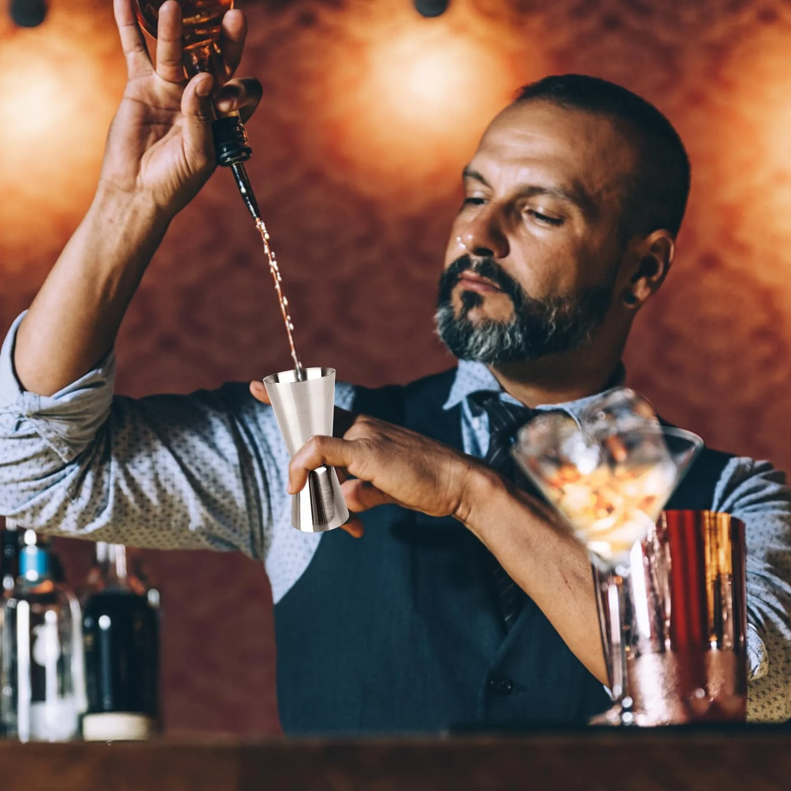 Tłuczki do koktajli z stali nierdzewnej, łyżeczka koktajlowa, ubijak Mojito, kruszarka do lodu, shaker z miarką, akcesoria barowe